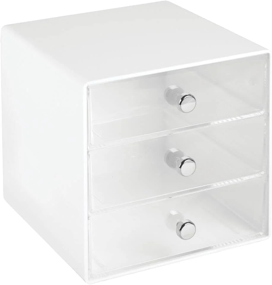 mDesign Schubladenbox aus robustem Kunststoff – praktischer Kosmetik Organizer mit drei Schubladen – - Image 6