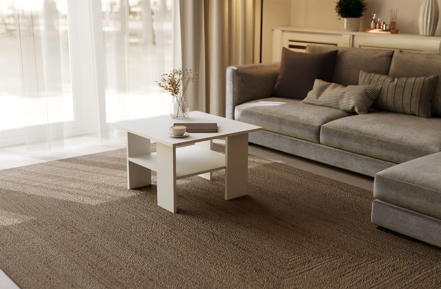 MeblePitus Couchtisch ST1 Weiss – Moderner Wohnzimmertisch 60x60x45 cm – Quadratisch, stabil & prakt - Image 6