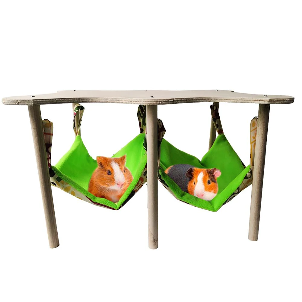Meerschweinchen Doppelseitige Hängematte mit Ständer, Hamster Hängematte Nest mit Holzständer, Klein