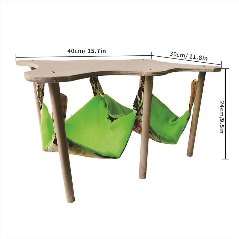 Meerschweinchen Doppelseitige Hängematte mit Ständer, Hamster Hängematte Nest mit Holzständer, Klein - Image 3