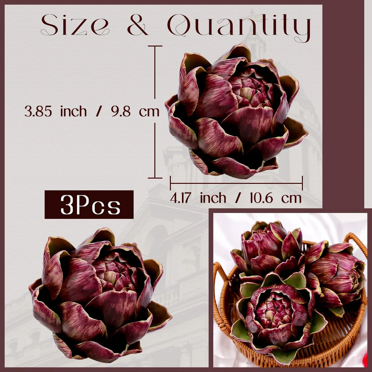 Meiwlong 3Pcs Künstliche Gross Rot Gemüse Artischocke Blumit Gefälscht Realistisch Blumen Strauss Ha - Image 2