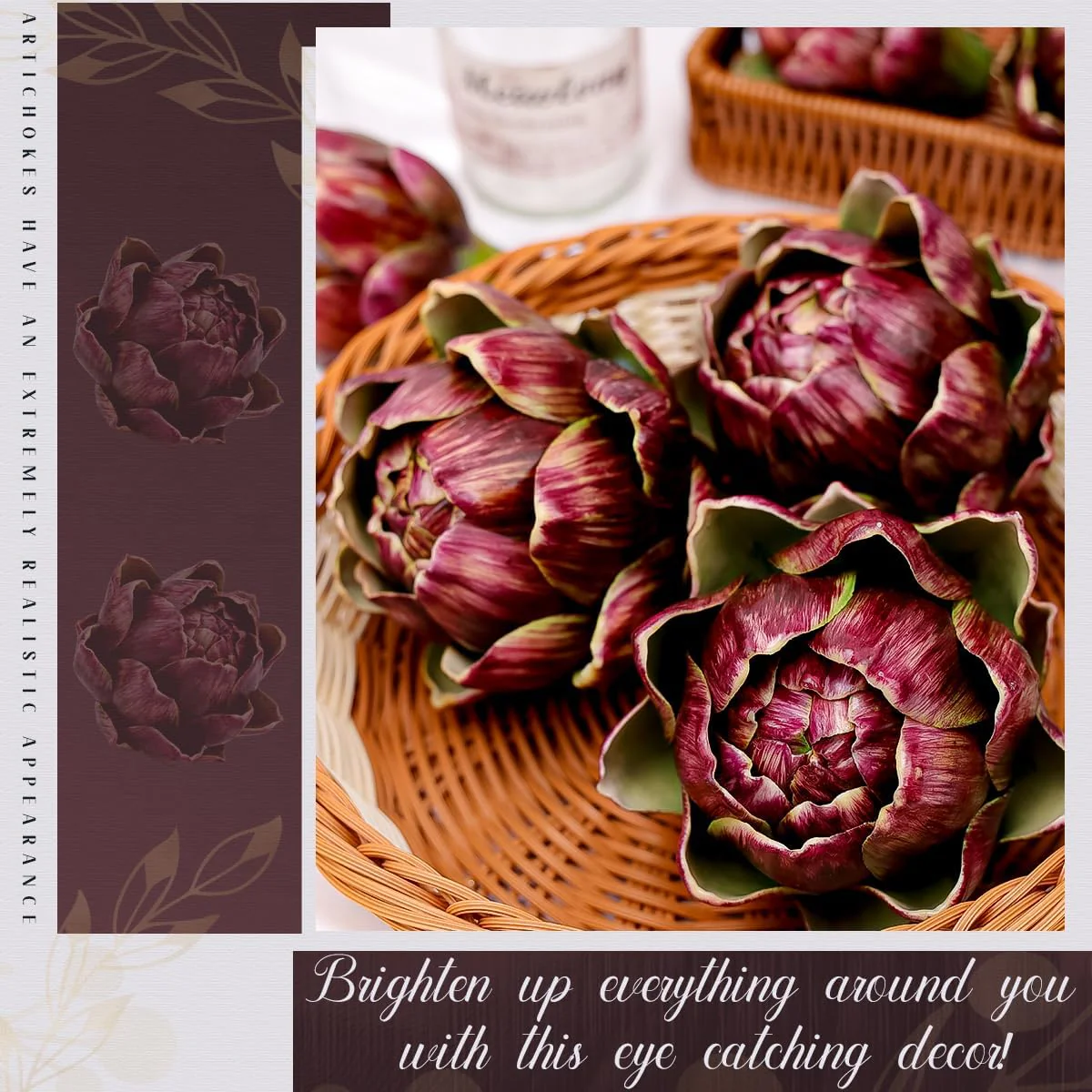 Meiwlong 3Pcs Künstliche Gross Rot Gemüse Artischocke Blumit Gefälscht Realistisch Blumen Strauss Ha - Image 4