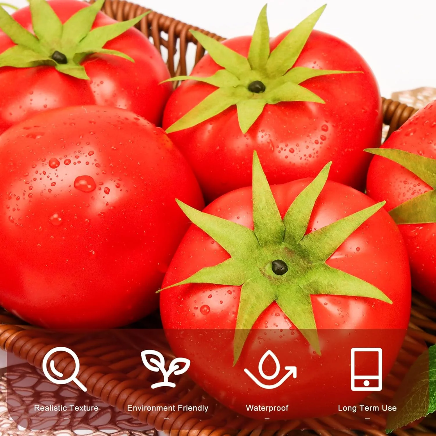 Meiwlong 6 künstliche Tomaten, lebensecht, künstliches Gemüse, Küche, Ernte, Party, Thema, Display, - Image 6