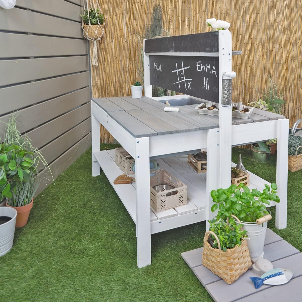 Meppi Matschküche Outdoorküche - Kleiner Gärtner Flexi - Weiss/grau aus Holz - Image 3