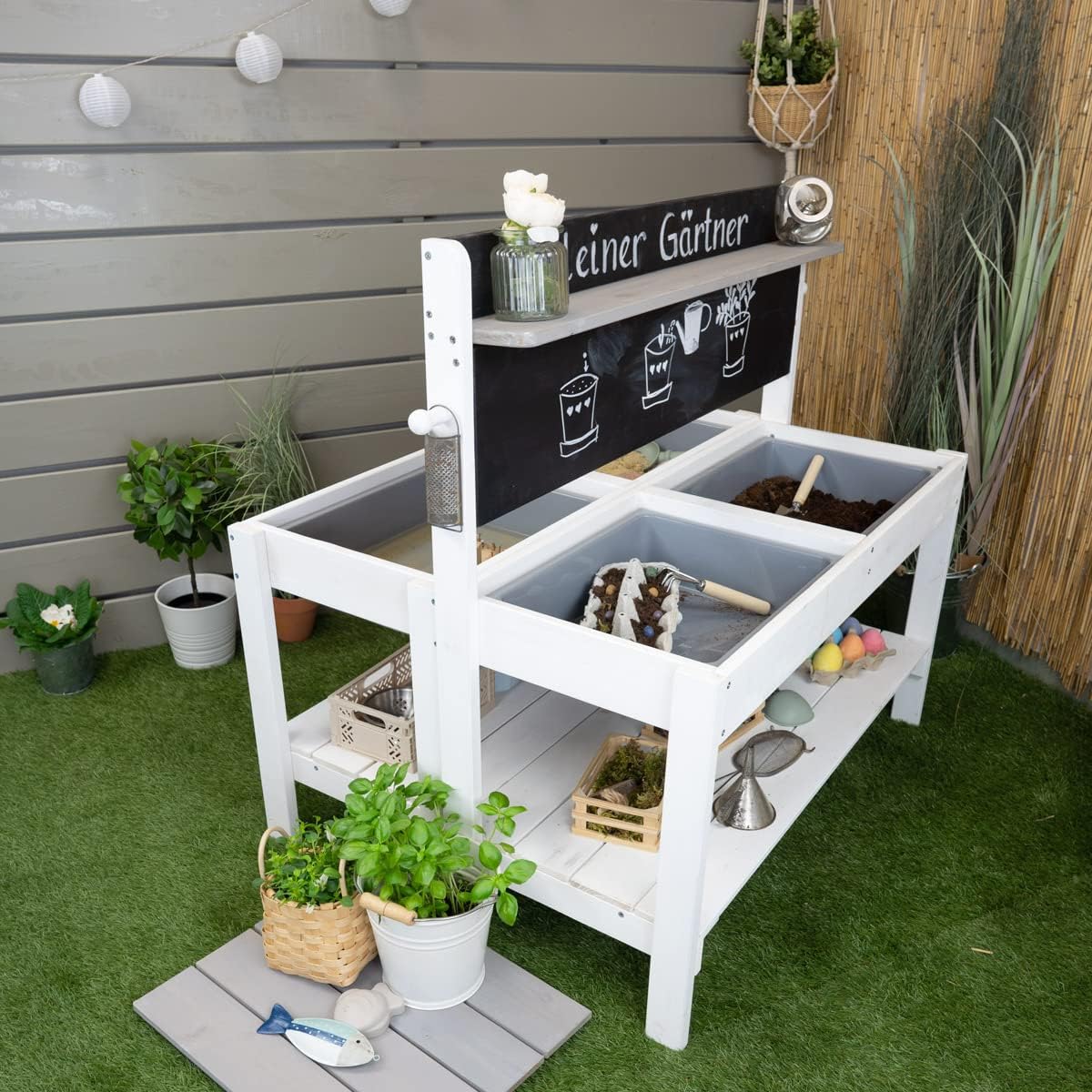 Meppi Matschküche Outdoorküche - Kleiner Gärtner Flexi - Weiss/grau aus Holz - Image 7