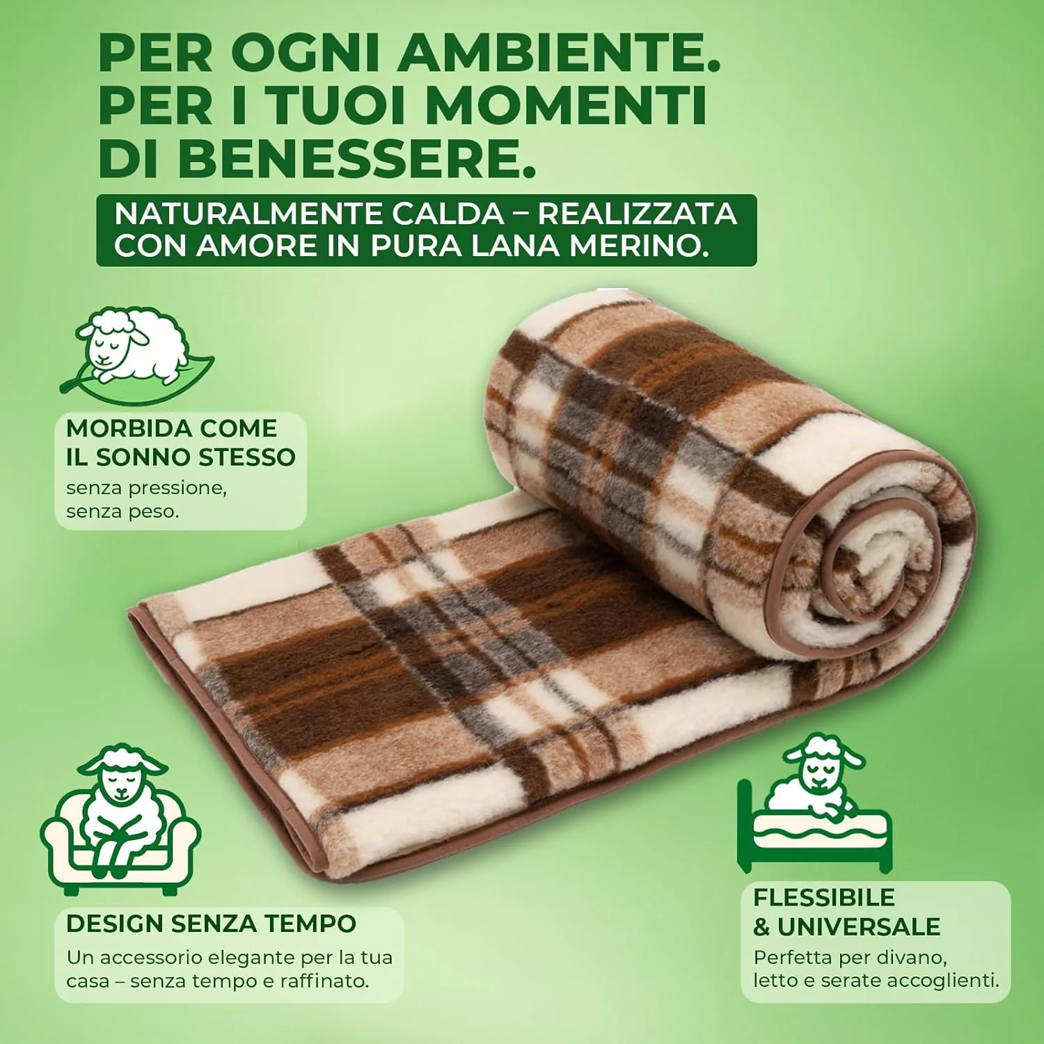 Merino Wolldecke Schurwolle 160x200 cm - Kuscheldecke aus 100% Merino Schafwolle - Gross und Flausch - Image 8