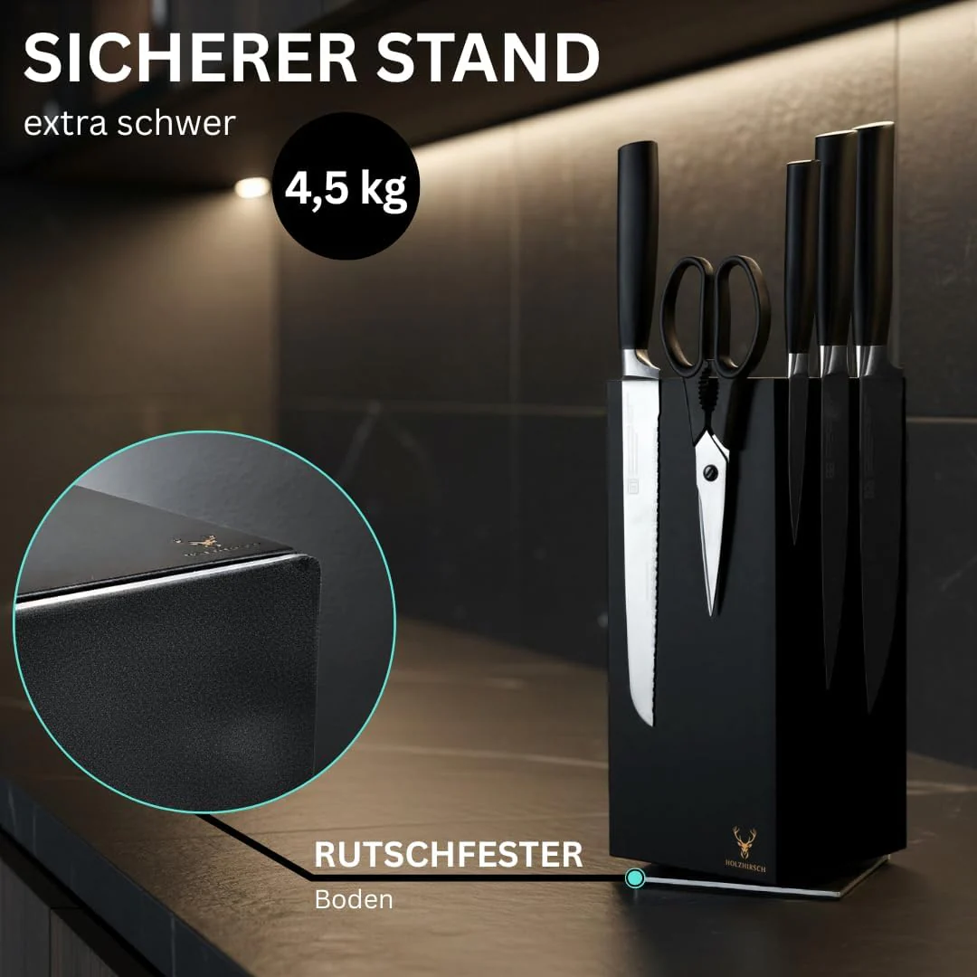 Messerblock ohne Messer magnetisch [Premium] | 360° drehbar | 4,5 kg schwer | Rutschfeste Edelstahl- - Image 5