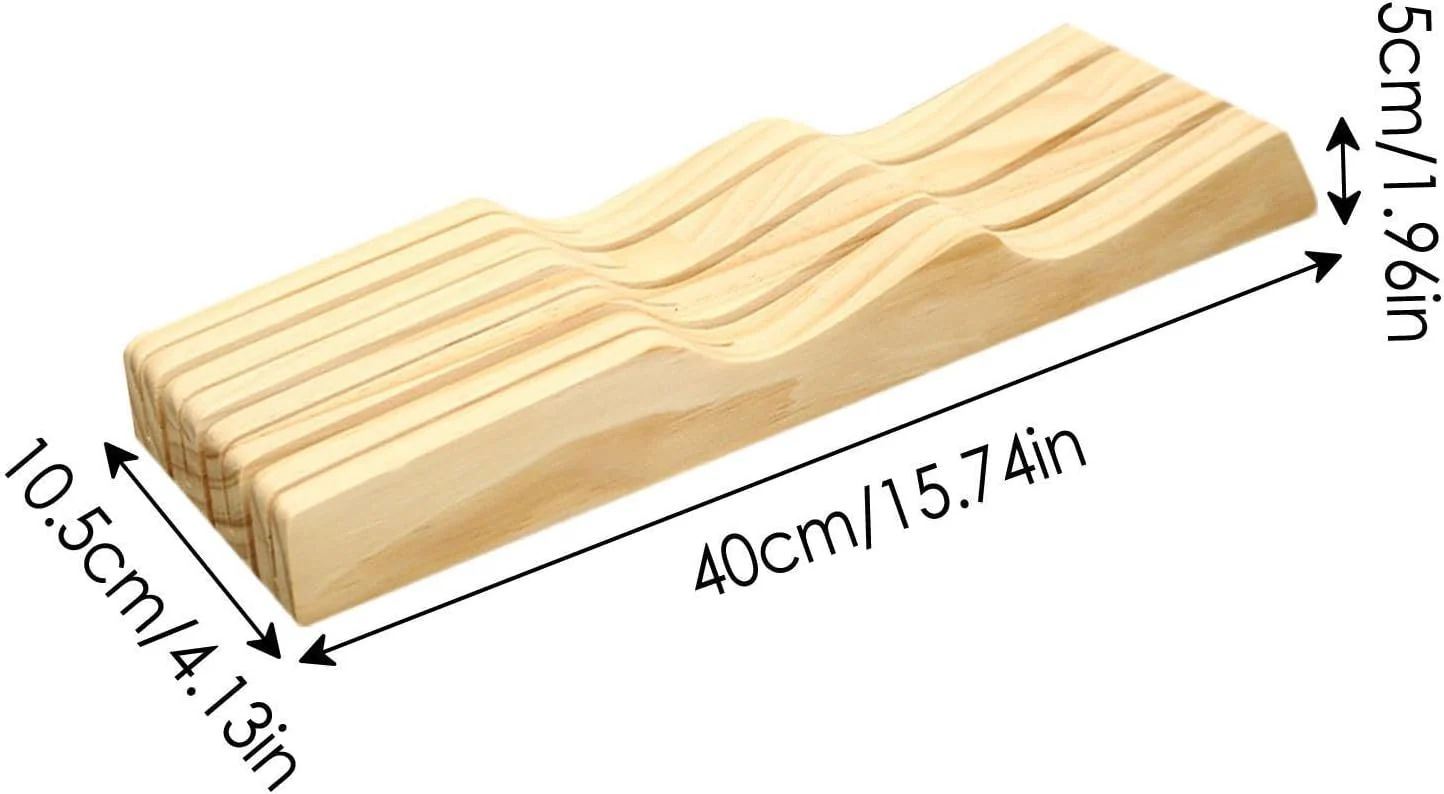 Messerblock-Organizer für Küchenschublade - Messerhalter aus Holz, Tablett in Braun für 7 Messer | M - Image 4