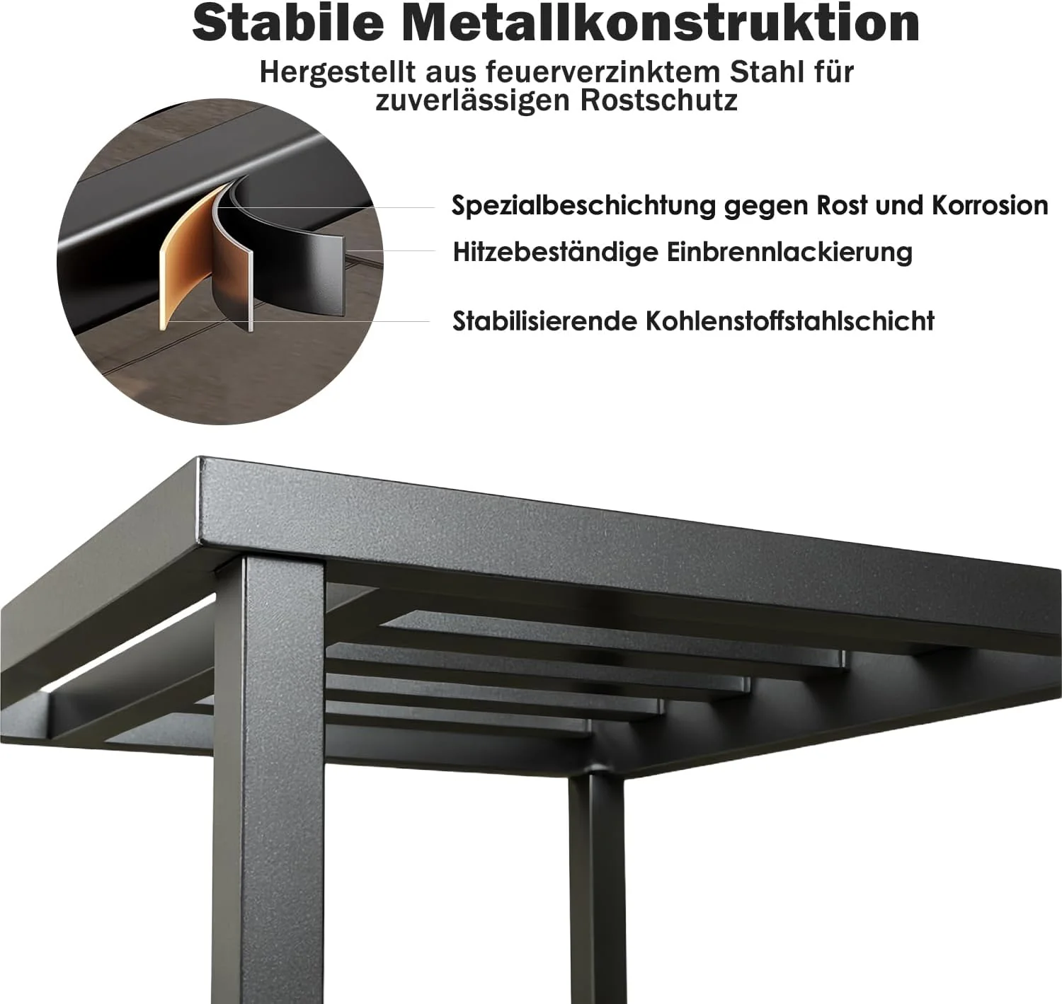 Metall Pflanzenständer 2er-Set, 33cm Schwarz Schwerlast Blumenständer Blumenhocker Pflanzenhocker,Ro - Image 3