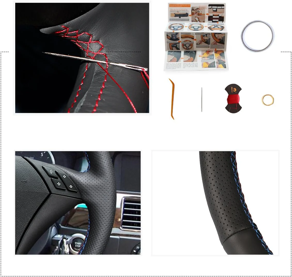 MEWANT Echt Leder Handgenähte Auto Lenkradhülle für BMW E60 (Sedan) 530d 2003-2009, E61 (Touring) 20 - Image 4