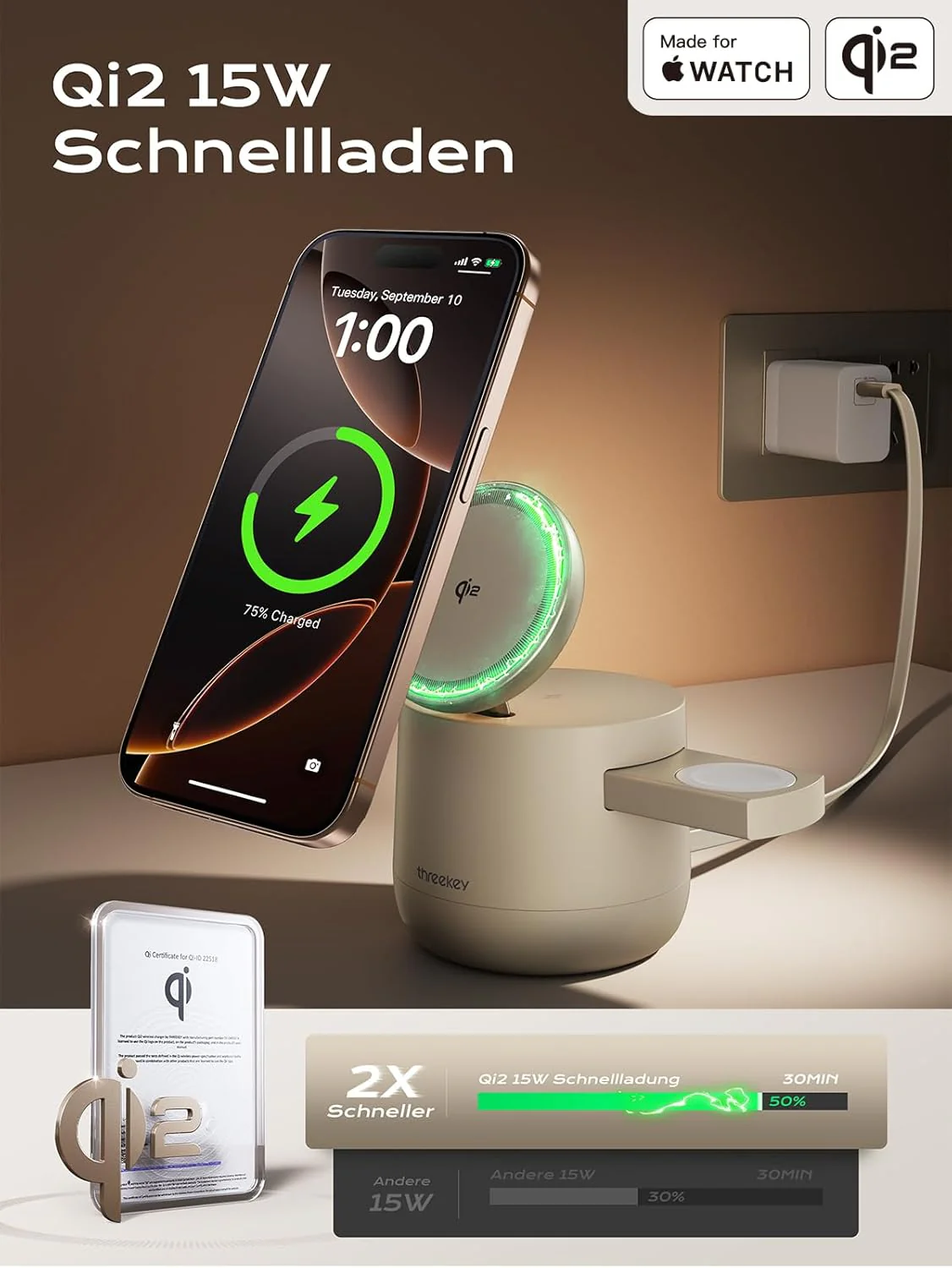 MFi-Zertifiziert von Apple, 4-in-1-Mag-Wireless-Ladestation, Qi2 15-W-Mag-Ladegerät für iPhone 17/16 - Image 2
