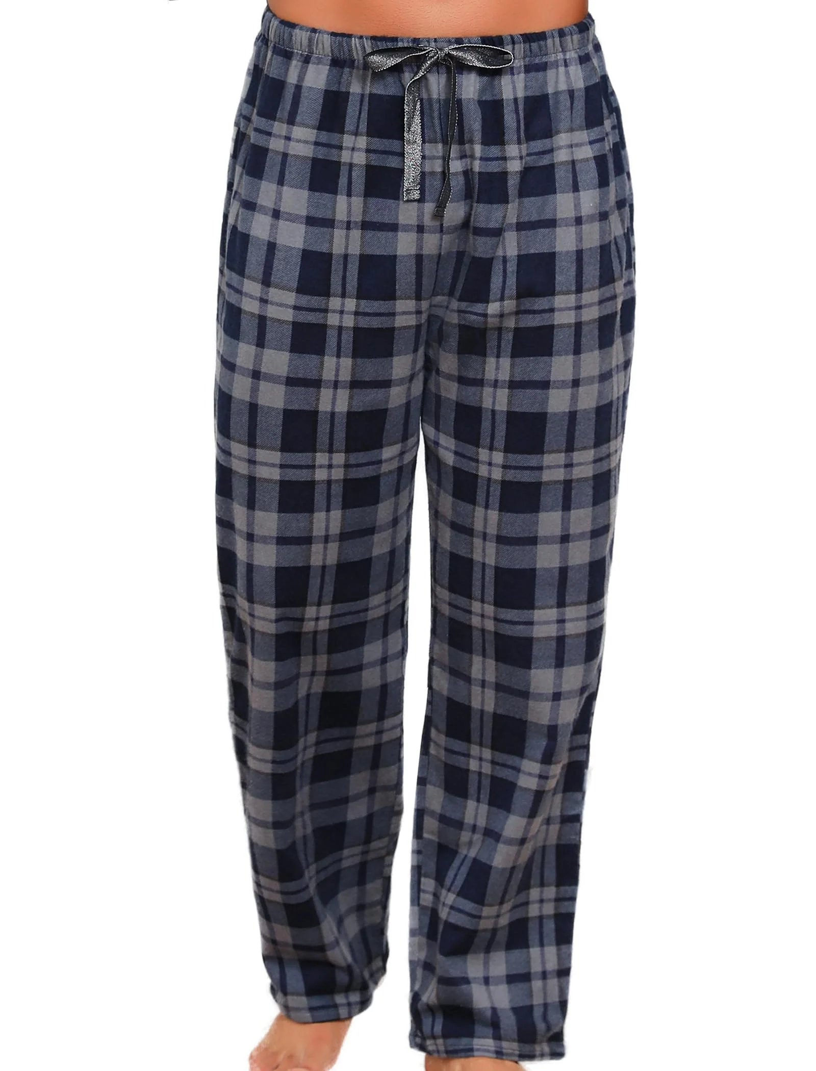 MIA LUCCE Schlafanzughose Herren Lang Kariert Pyjama Hose Baumwolle Flanell Atmungsaktive Schlafanzu