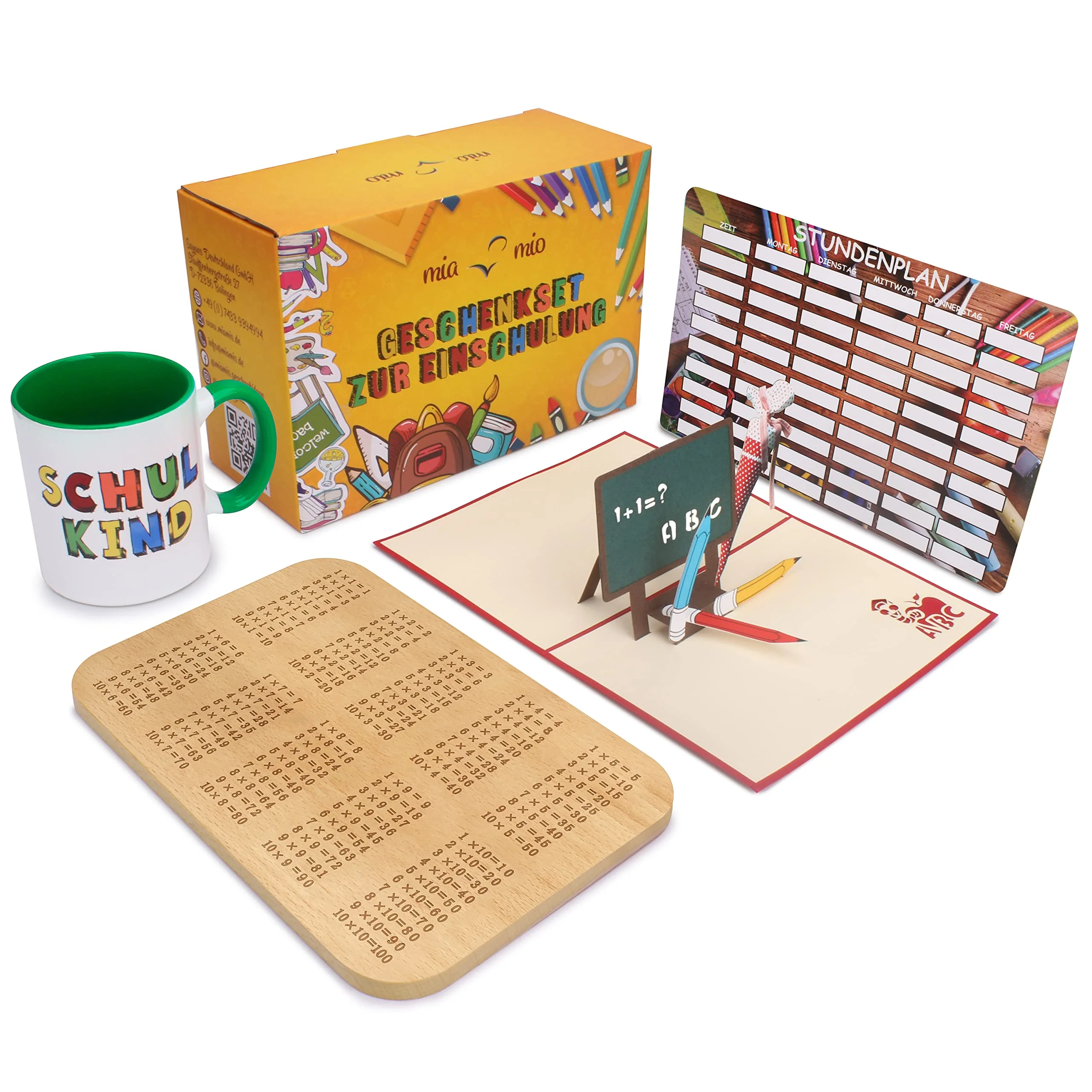 MIAMIO - Einschulung Geschenk Jungen und Mädchen/Geschenkset zur Einschulung inkl. Tasse Schulkind +