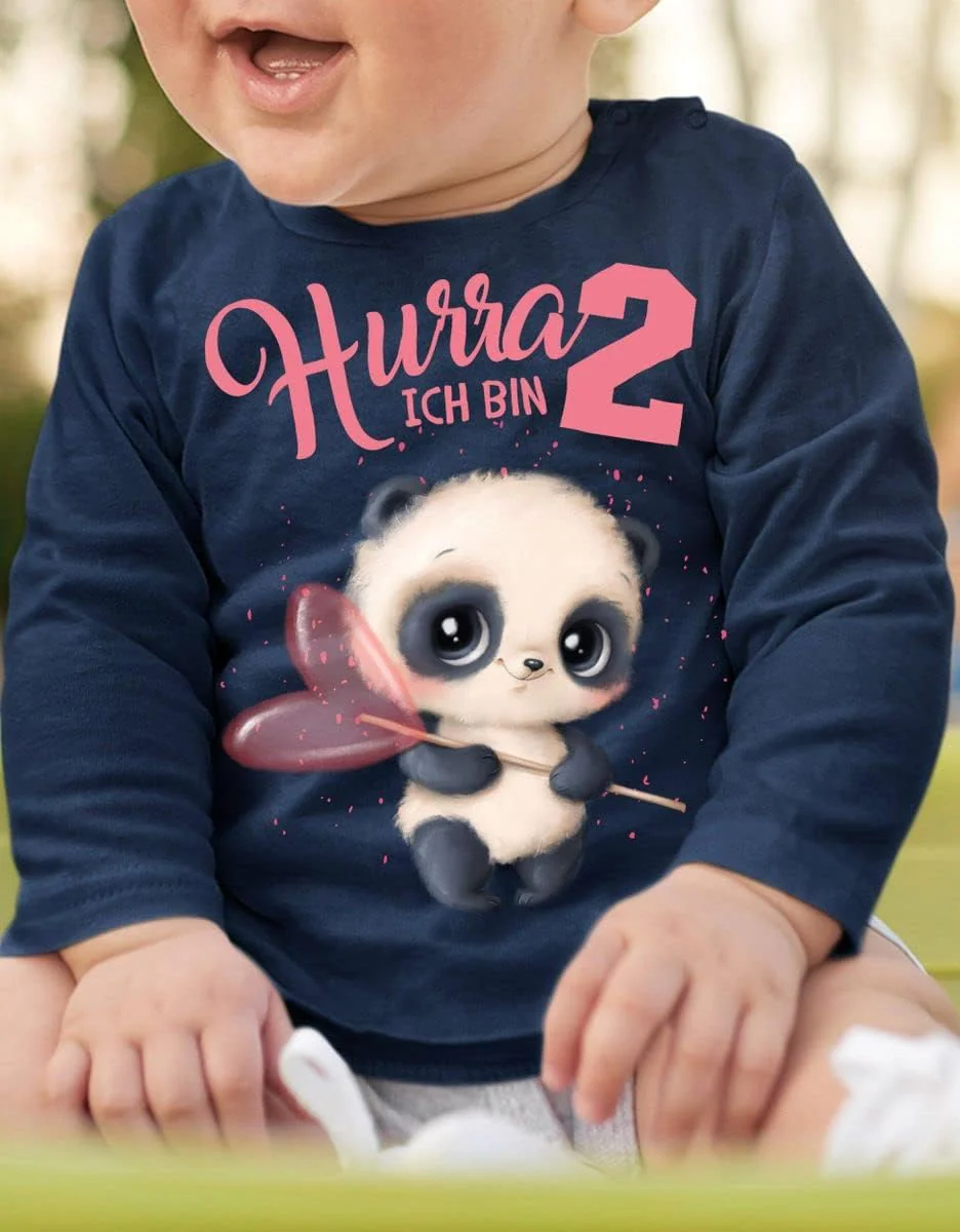 miKalino Baby/Kinder Longsleeve mit Spruch Ich Bin Zwei 2 süsser Waschbär Langarm Shirt für Mädchen - Image 3