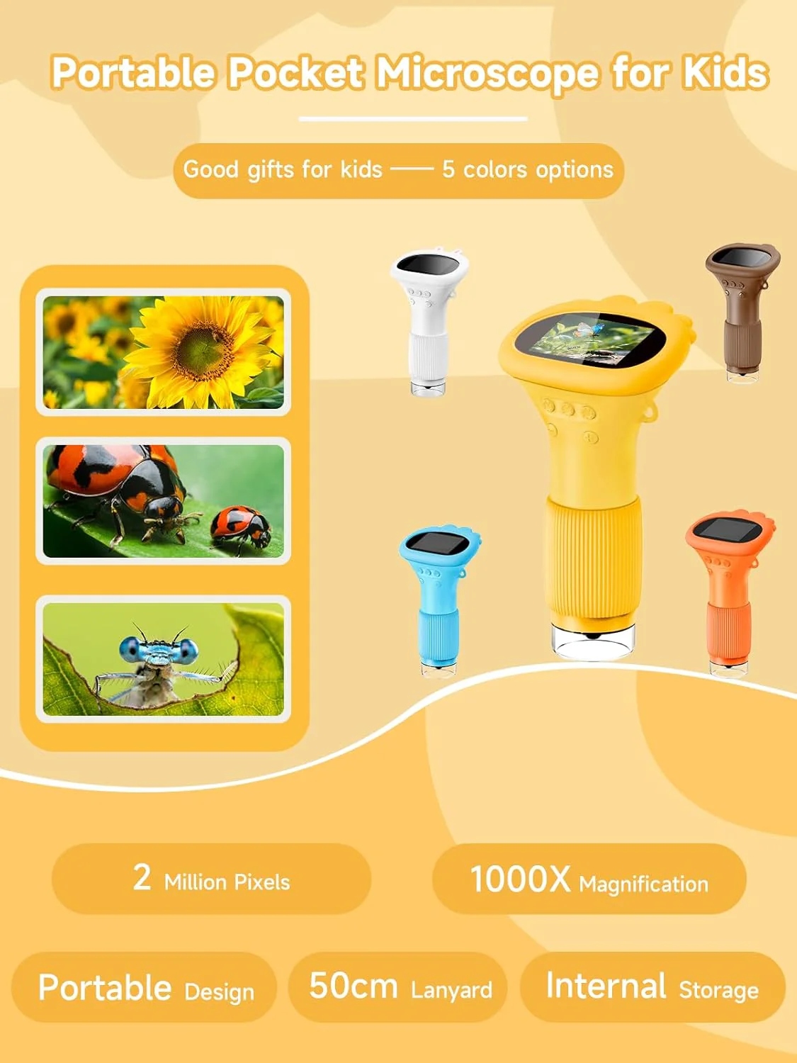 Mikroskop für Kinder, Digitales Taschenmikroskop mit 2,0" IPS-Bildschirm Lupe 200x Vergrösserung, 8 - Image 8