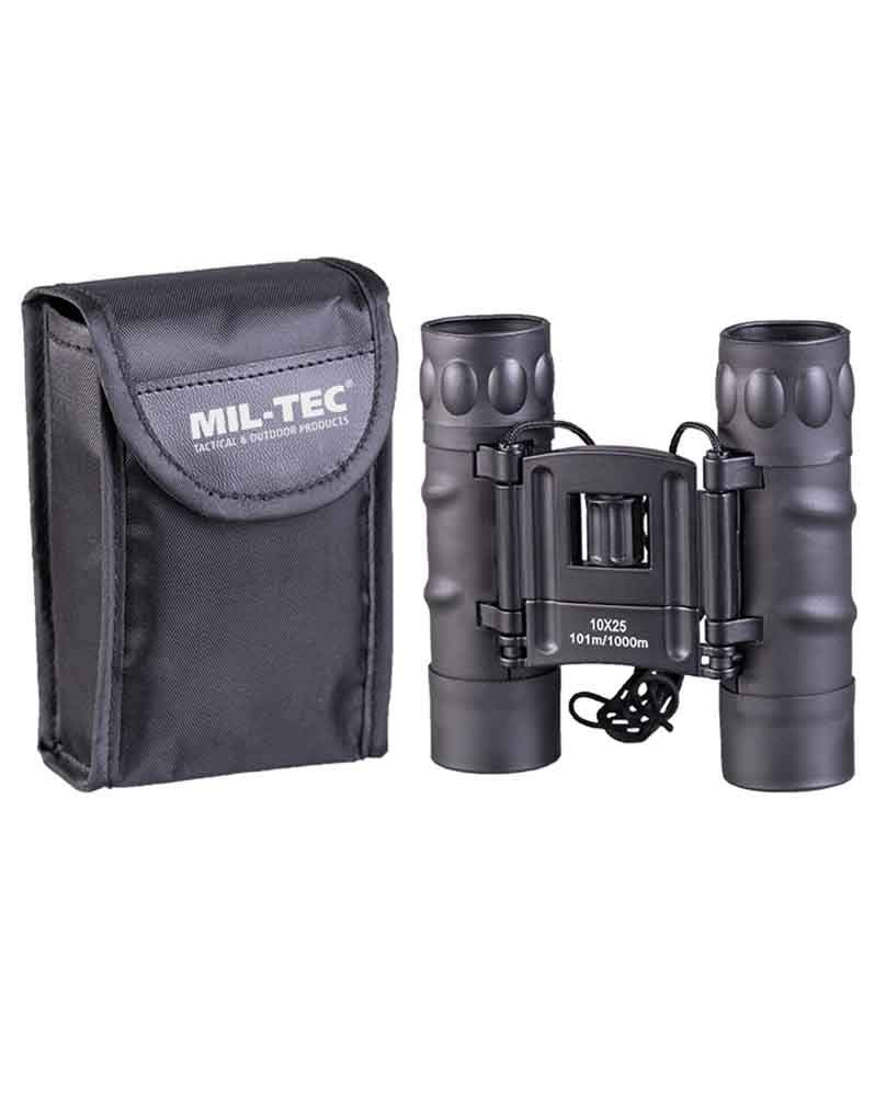 Mil-Tec Fernglas faltbar Gen.II 10x25 Schwarz, Schwarz
