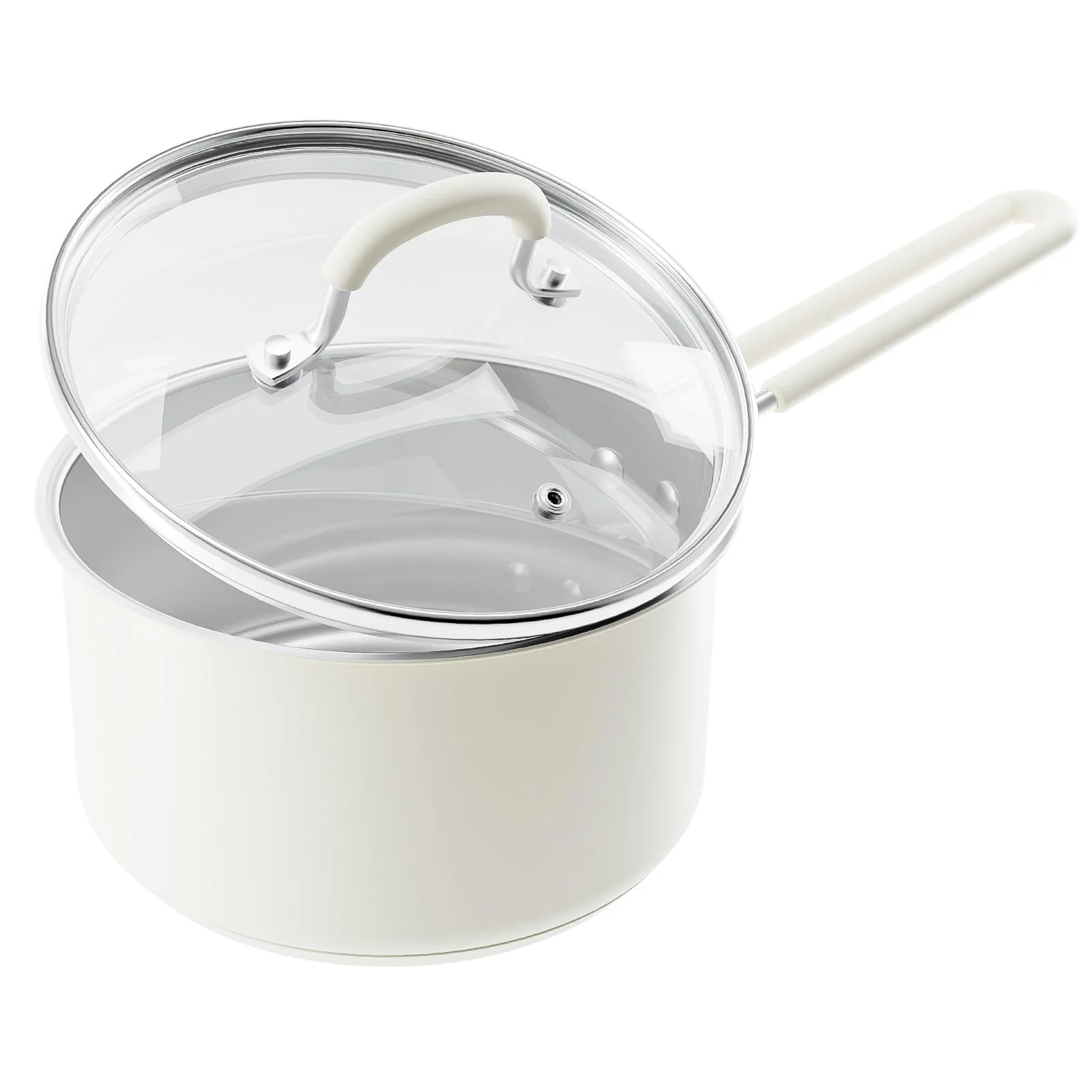 Milchtopf mit Abdeckung 18 cm, Edeastahl Kasserolle, 2L Kasserolle, Stielkasserolle, Geeignet für In