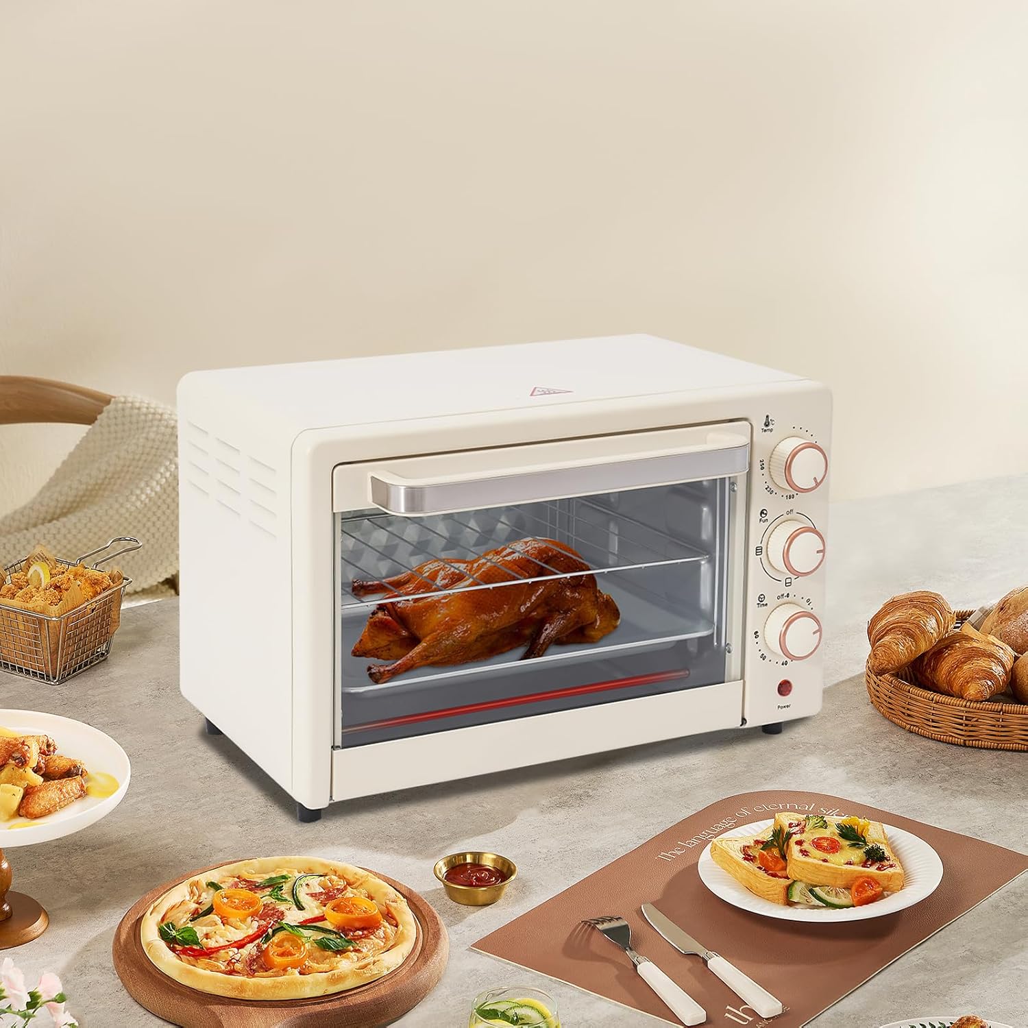 Mini Backofen 22L mit Umluft, Elektro Backofen 1000W für Steckdose, Tischbackofen mit Timer für Pizz - Image 6