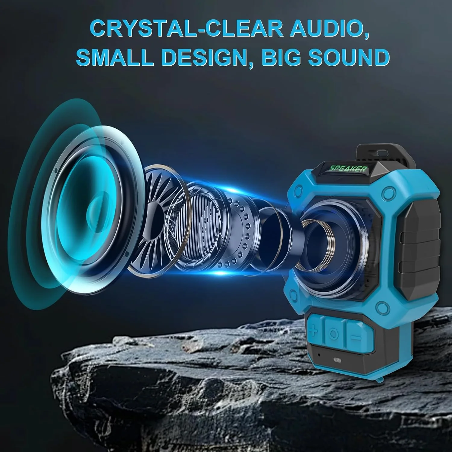 Mini Bluetooth Lautsprecher – Robuster IP56 Speaker mit Clip, Magnet & Trageschlaufe – Staub- & Spri - Image 5