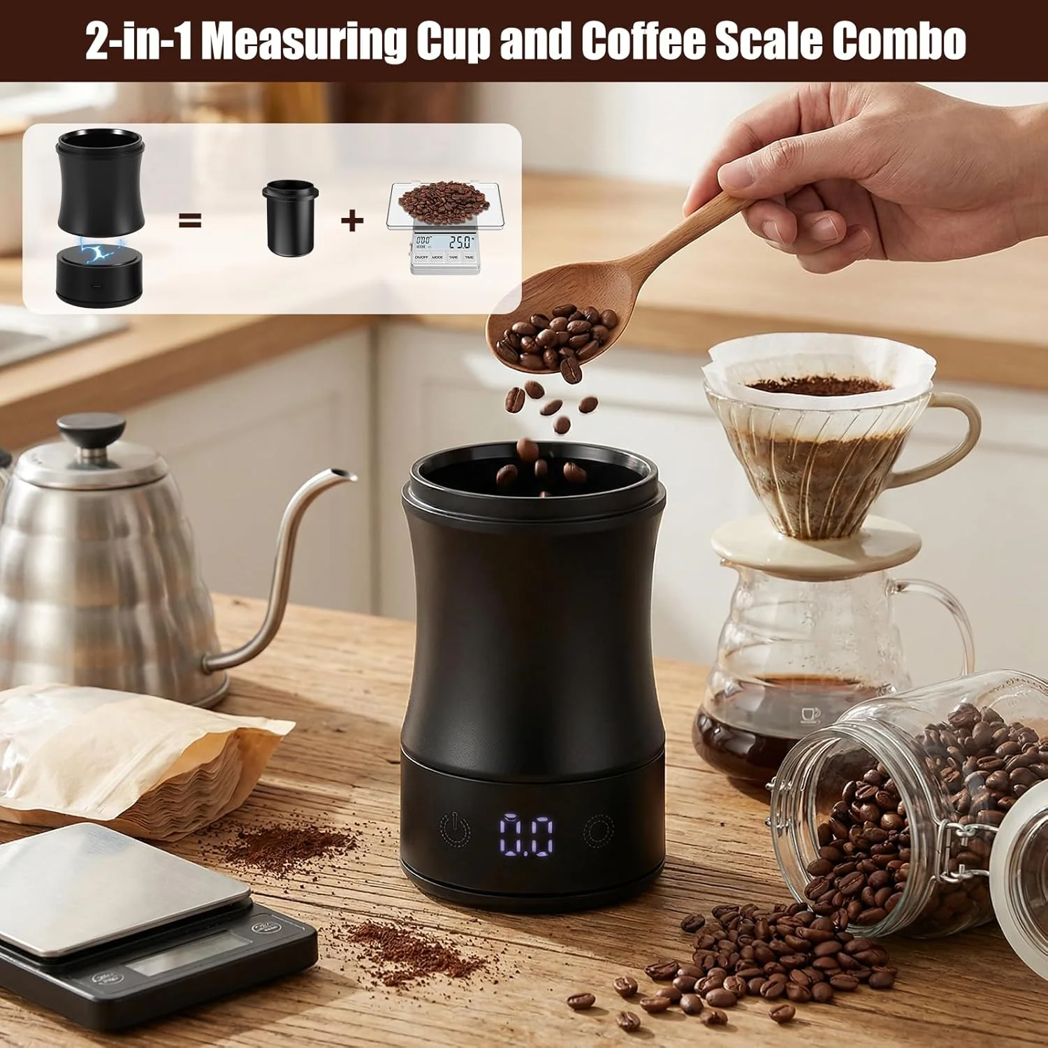 Mini-Kaffeewaage mit Timer, Wiederaufladbare Espressowaage, Präzise Waage für Espresso und Pour-Over - Image 2