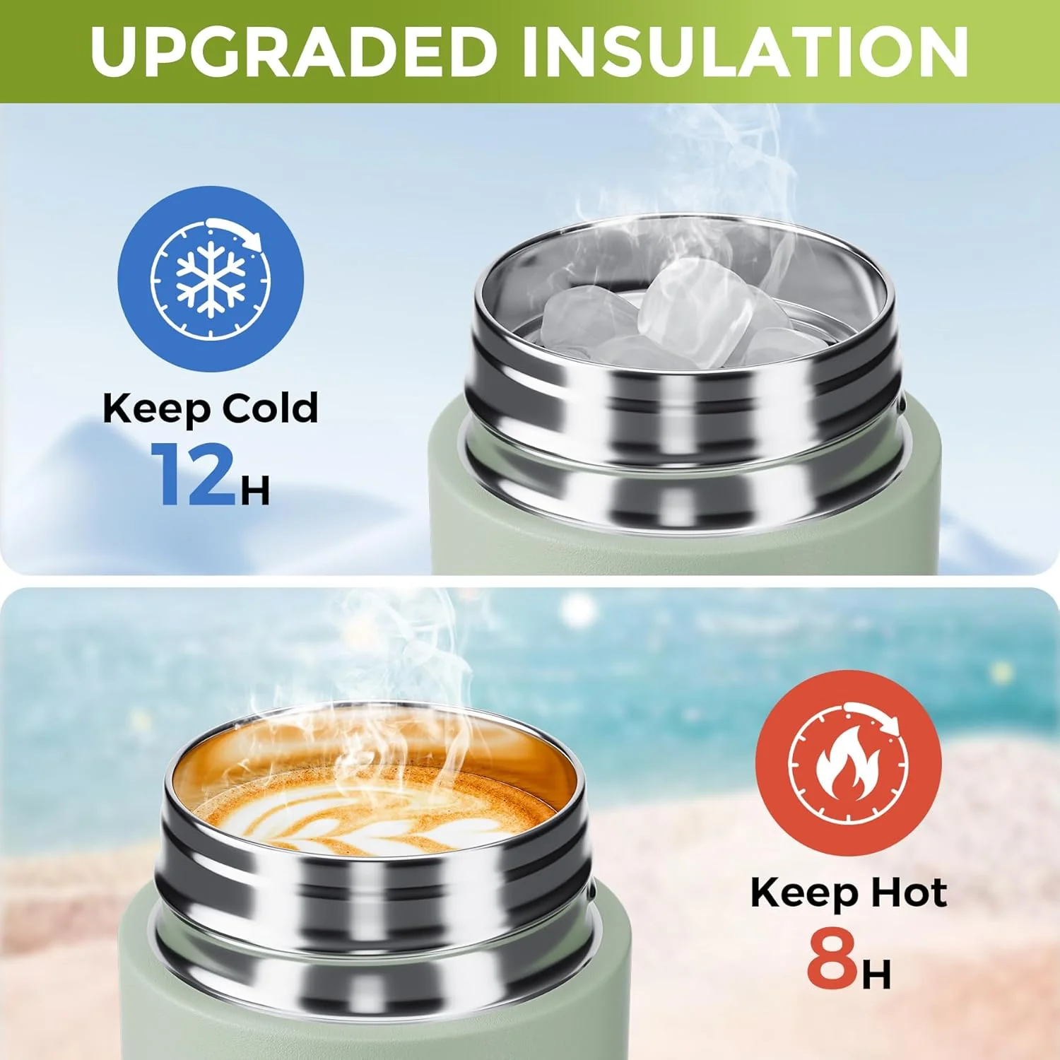 Mini Thermosflasche 350ml mit Edelstahl-Deckel, Trinkflasche Klein Doppelwandige Vakuum–Ultra-Kompak - Image 5