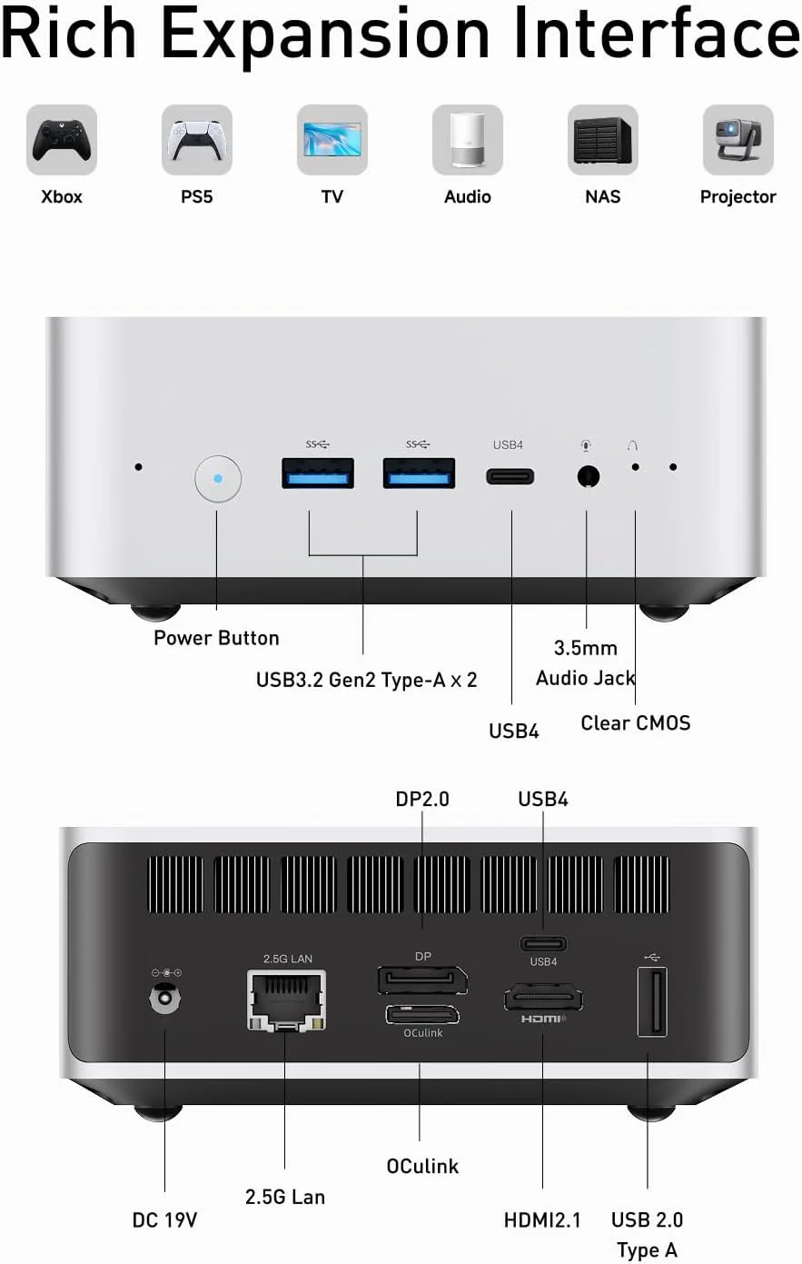 MINIS FORUM AI Mini PC M1 Pro-125H mit Intel Core Ultra 5 Prozessor 125H (14C/18T, bis zu 4,5 GHz), - Image 8