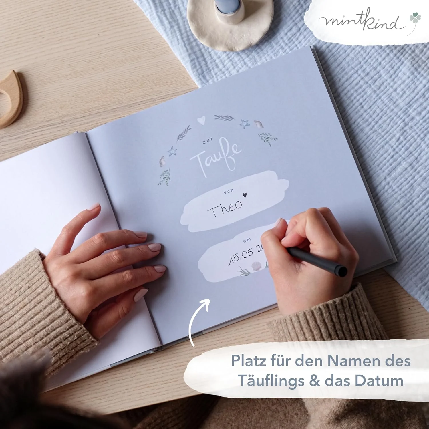 mintkind® Gästebuch Meine Taufe Wal I für Junge & Mädchen | Taufbuch, Taufgeschenk, Taufalbum, Erinn - Image 4