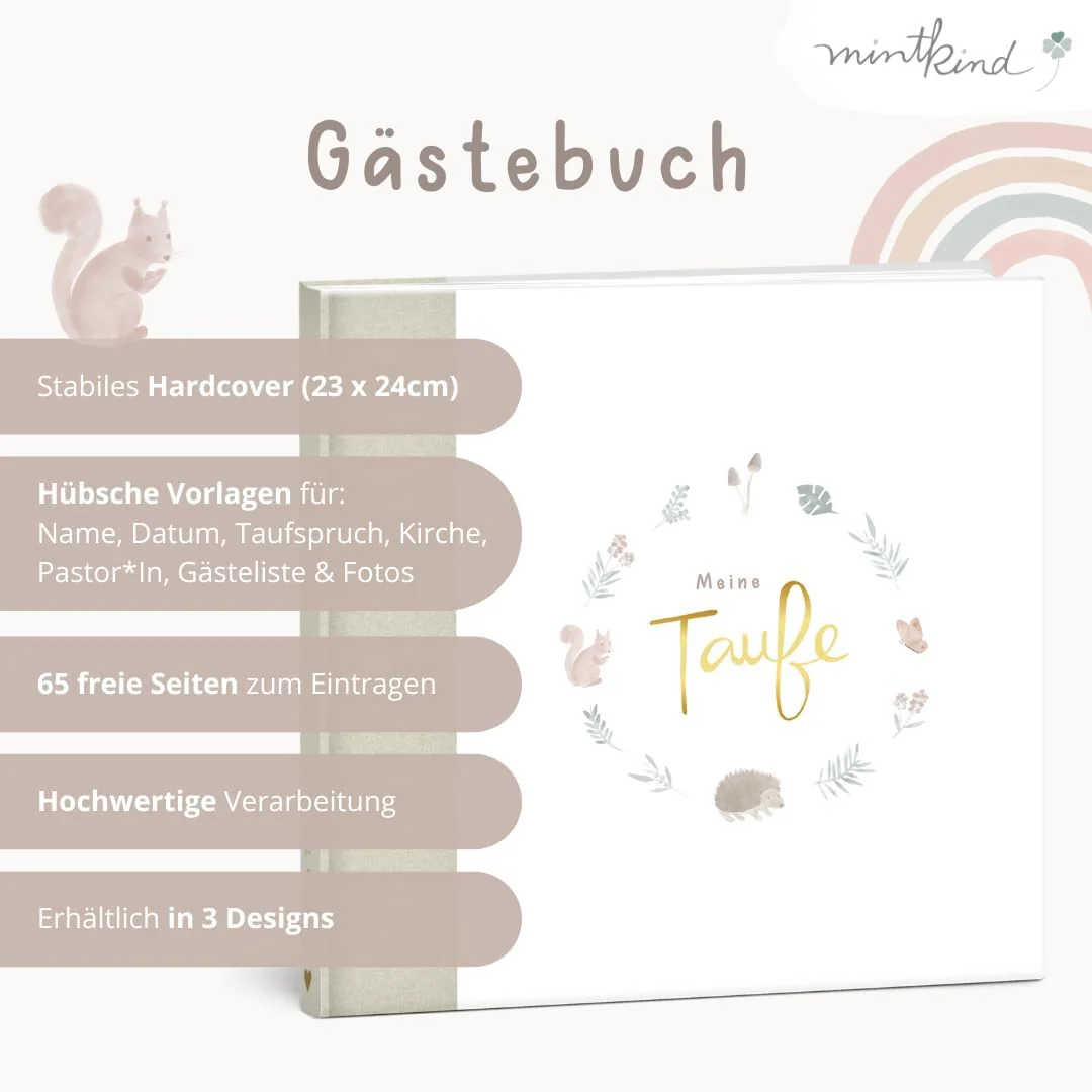 mintkind® Gästebuch Meine Taufe Wald I für Junge & Mädchen | Taufbuch, Taufgeschenk, Taufalbum, Erin - Image 2