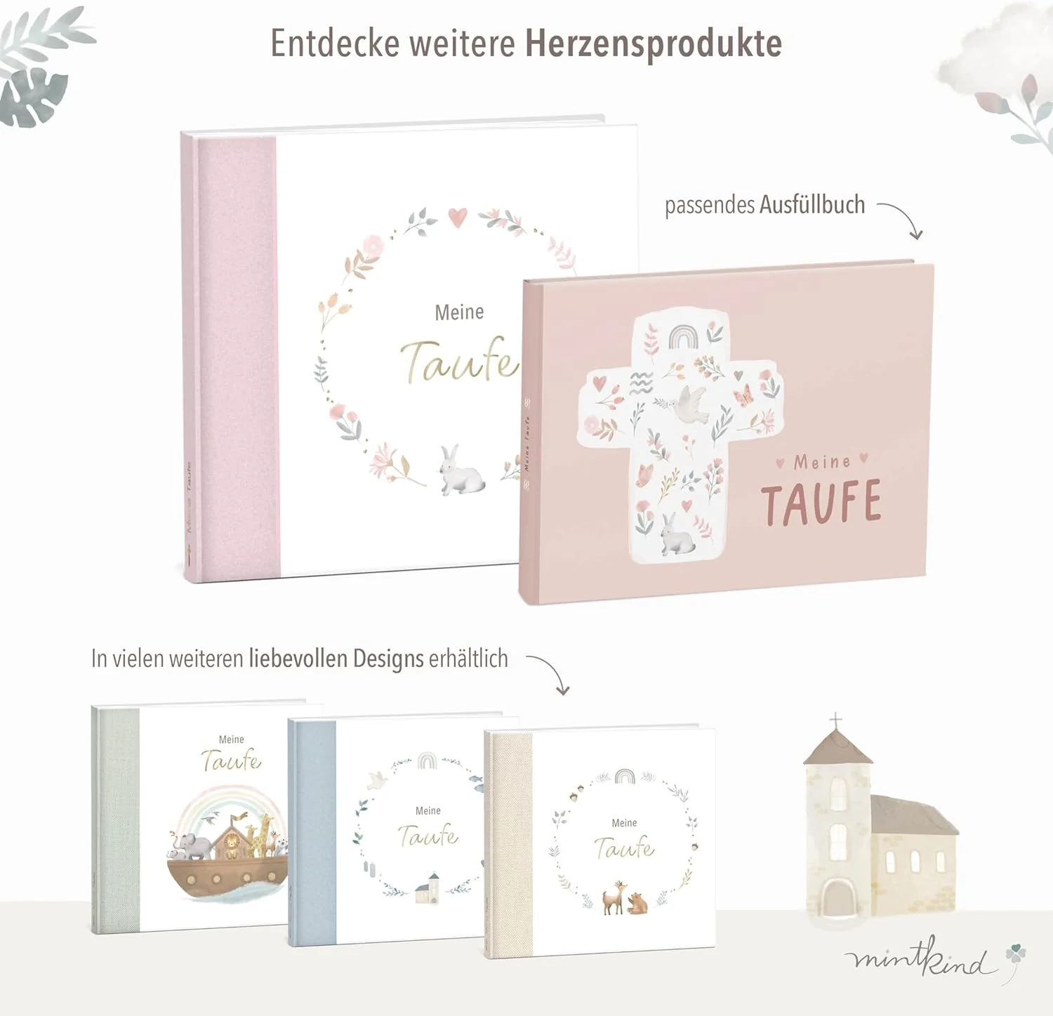 mintkind® Gästebuch Taufe Rosa - Taufbuch für Junge & Mädchen, Taufgeschenk & Taufalbum, 72 Seiten f - Image 5