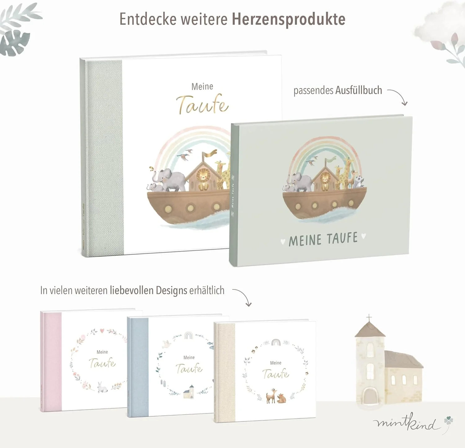 mintkind® Gästebuch Taufe Salbei - Taufbuch für Junge & Mädchen, Taufgeschenk & Taufalbum, 72 Seiten - Image 5
