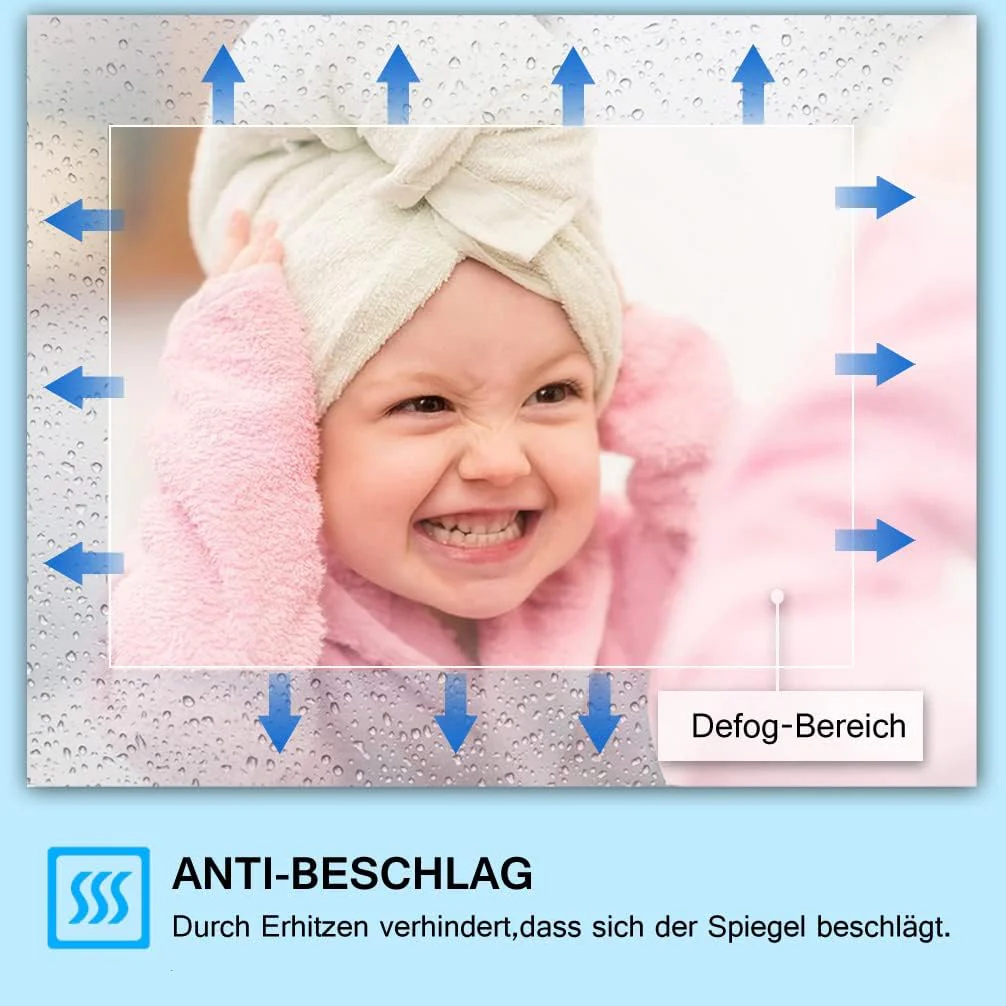 MIQU LED Badspiegel mit Beleuchtung 80x60 cm Badezimmerspiegel, Bad Gross Spiegel mit Bluetooth und - Image 5