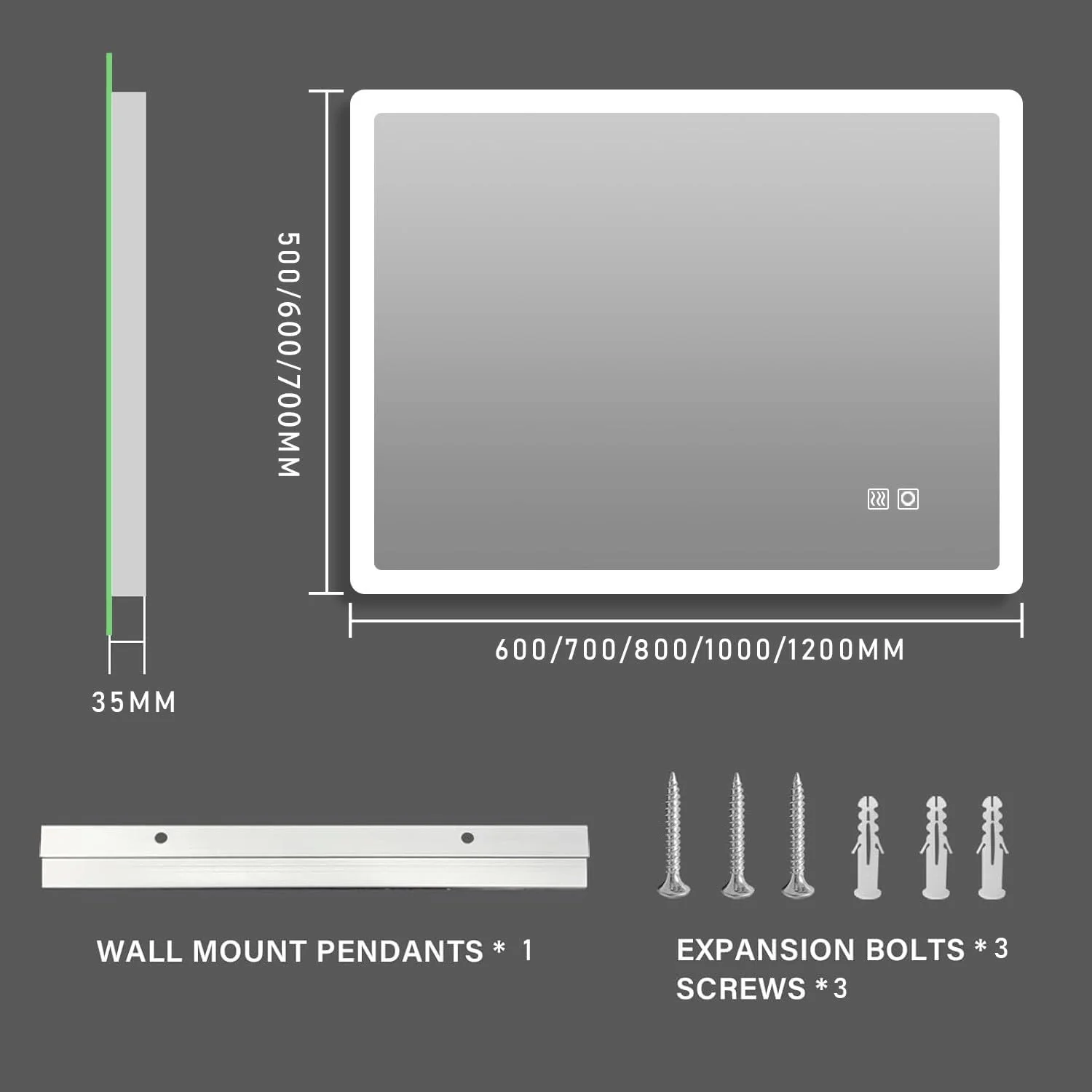 MIQU LED Badspiegel mit Beleuchtung 80x60 cm Badezimmerspiegel, Bad Gross Spiegel mit Bluetooth und - Image 6