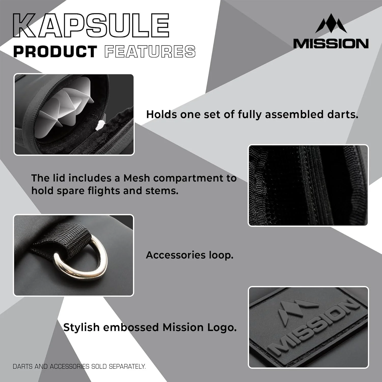 Mission Darts Kapsule EVA-Etui, mehrere Farboptionen, Dart-Etui, Aufbewahrungstasche., grau, Einheit - Image 3