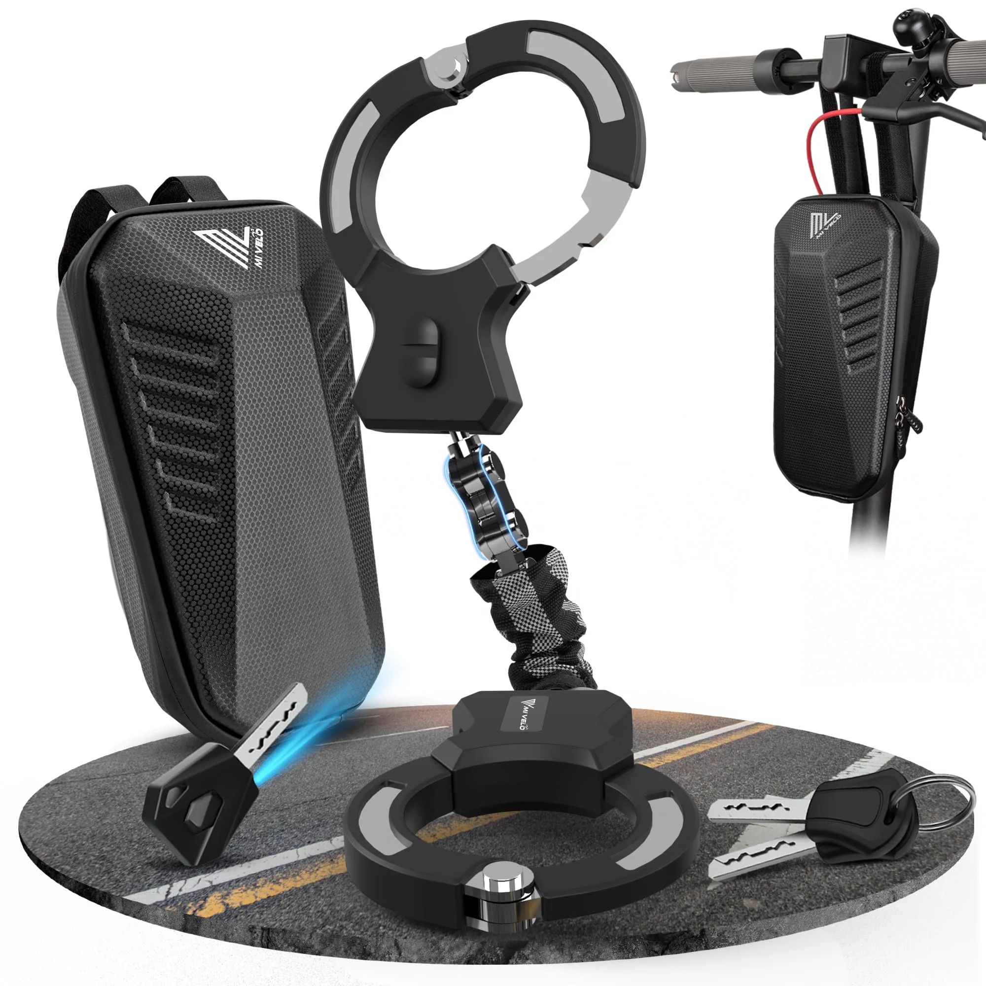 MIVELO E-Scooter Schloss extra sicher - Kettenschloss I Handschellenschloss für Elektroroller I Fahr