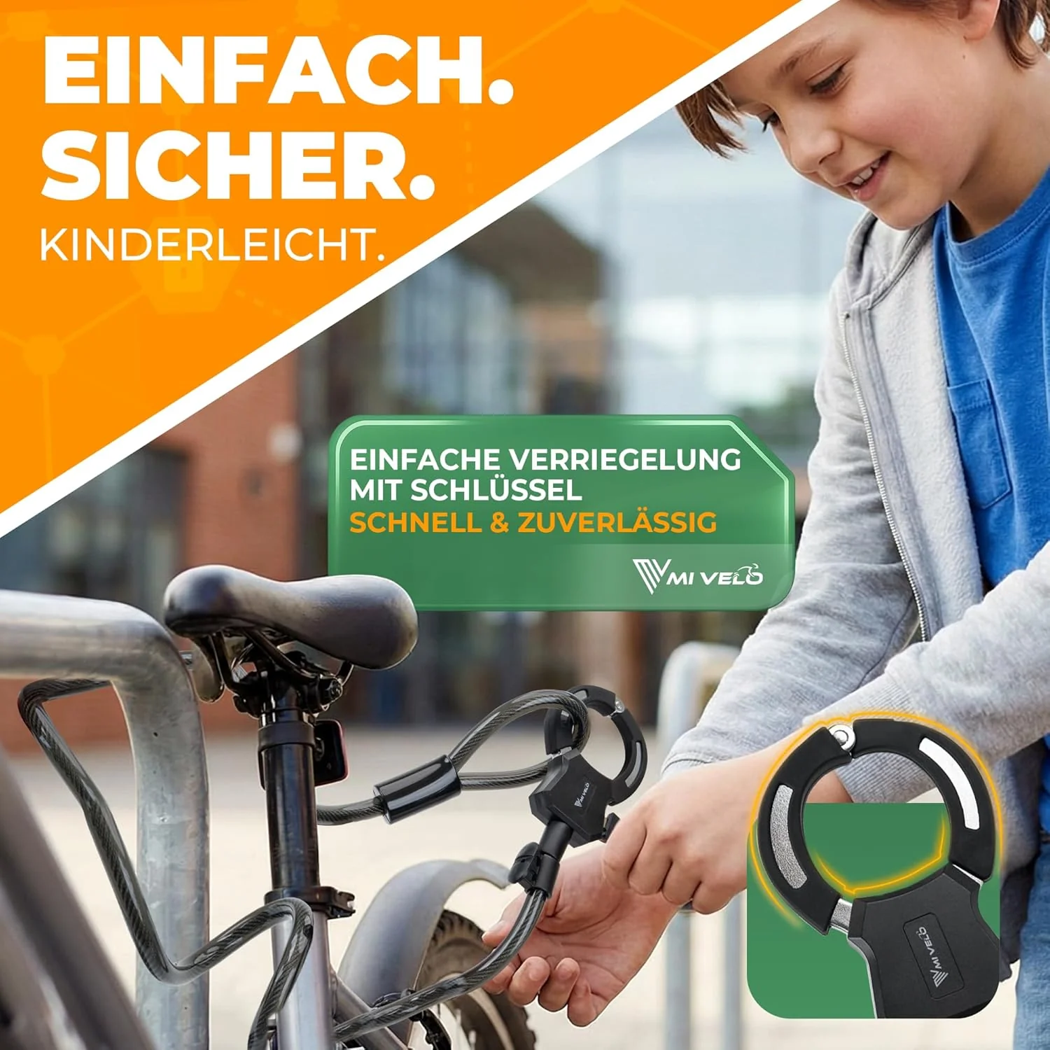 MIVELO E-Scooter Schloss I Handschellenschloss (120cm lang) mit Schlüssel I Schloss für E-Scooter in - Image 7