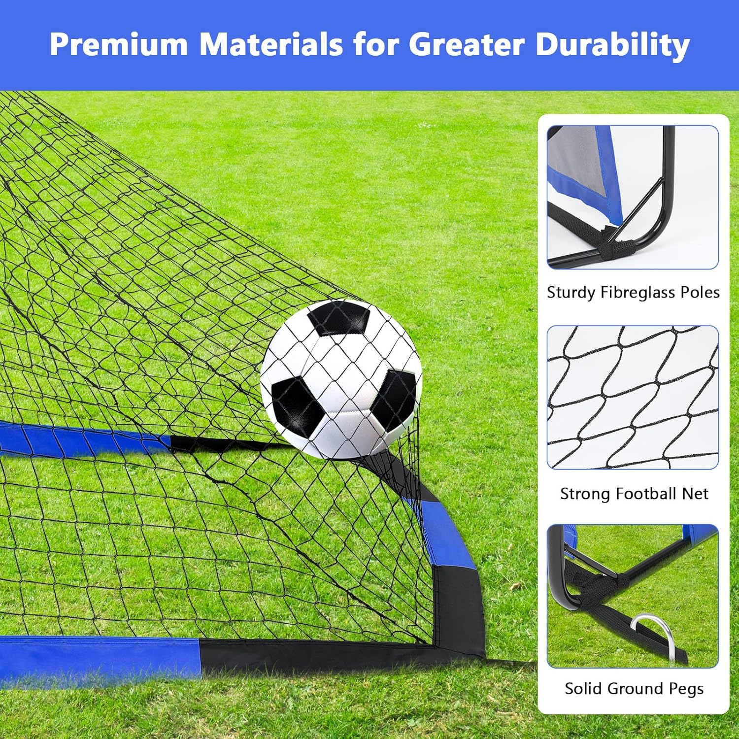 MoKo Fussballtore für den Garten, 150×120 cm Grosses Pop-up-Tornetz mit Zieltafel, Tragbare Fussball - Image 4