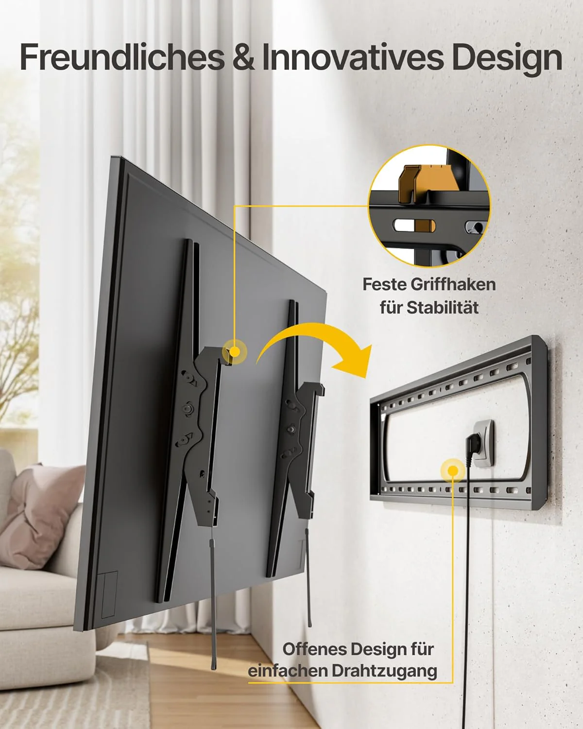 monTEK TV Wandhalterung Neigbar für 60-120 Zoll Fernseher bis zu 136 kg, Universal TV Halterung VESA - Image 4