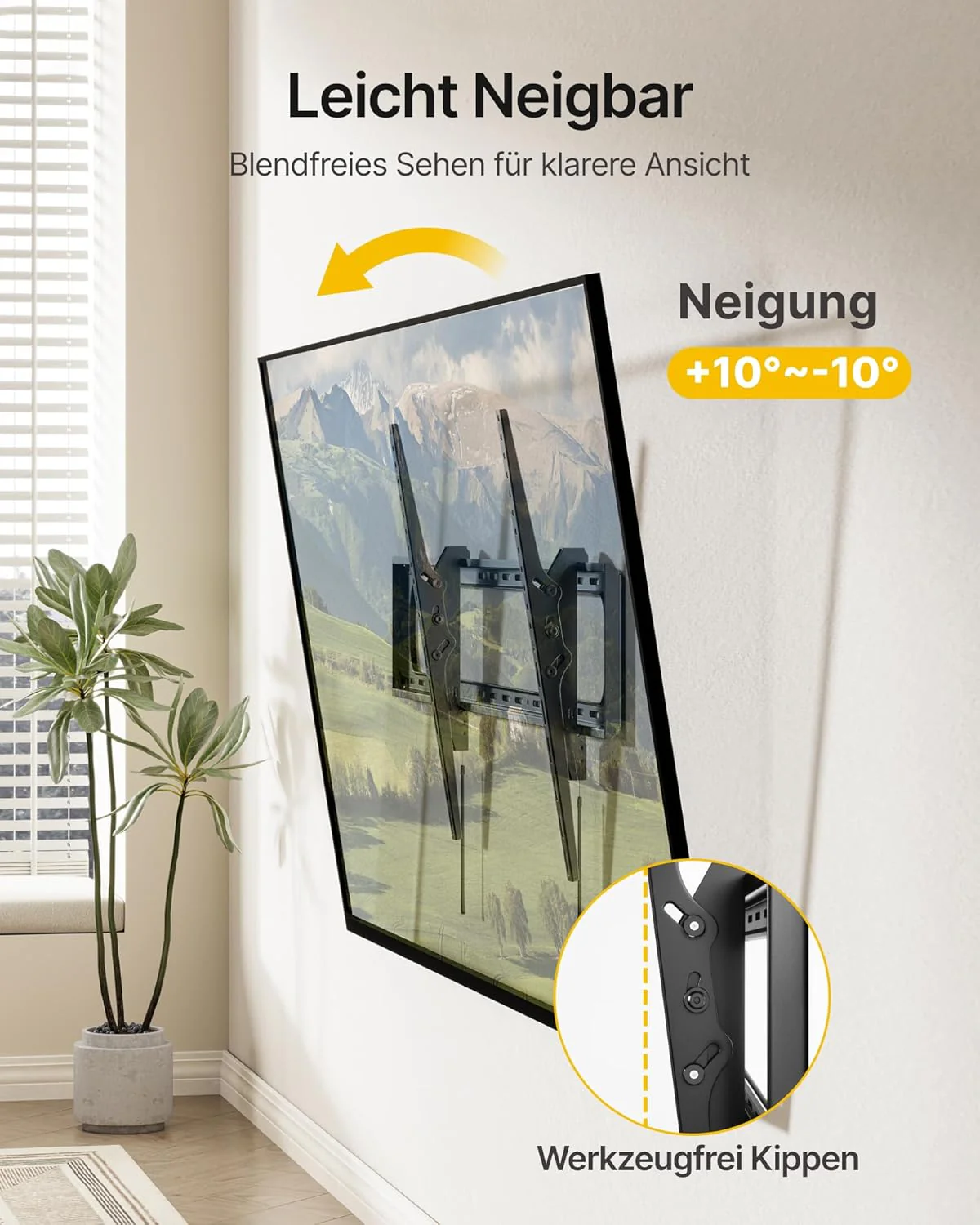 monTEK TV Wandhalterung Neigbar für 60-120 Zoll Fernseher bis zu 136 kg, Universal TV Halterung VESA - Image 6