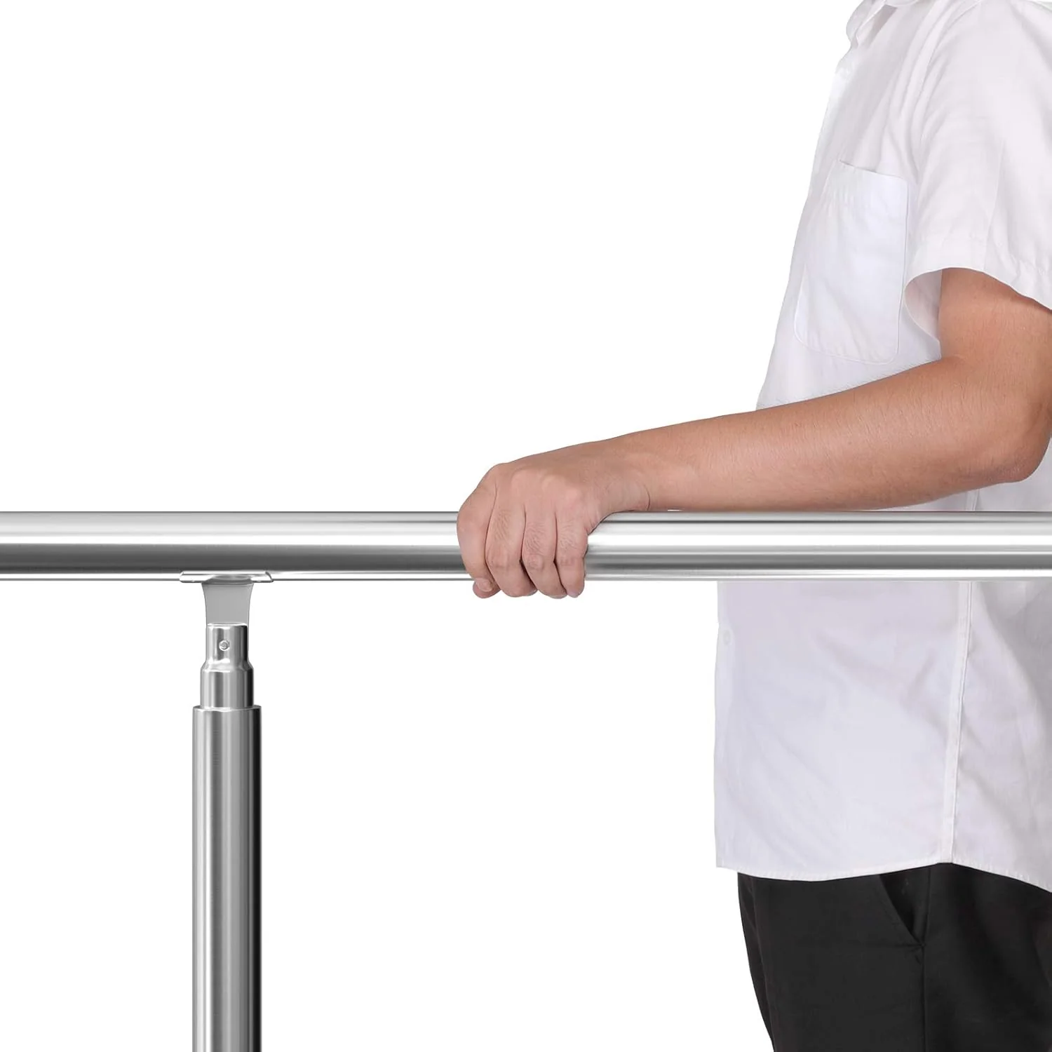 MONZANA® Treppengeländer Edelstahl Pflegeleicht 80cm mit 4 Querstreben Innen und Aussen Handlauf Gel - Image 5