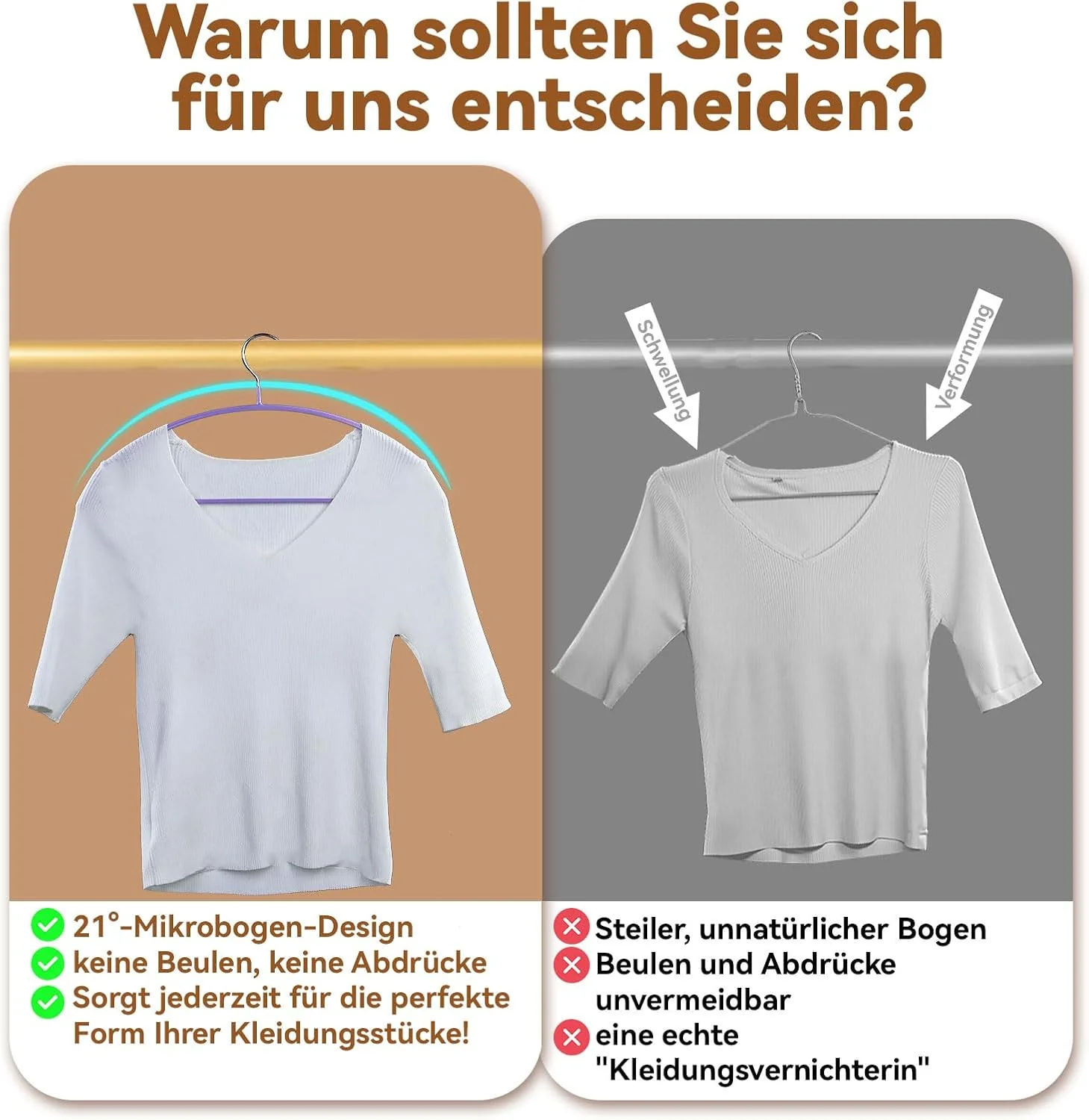 MOPUP Kleiderbügel, 14er-Pack, Pulloverbügel ohne Schulterwulst, 42 cm breite, robuste Kleiderbügel - Image 4