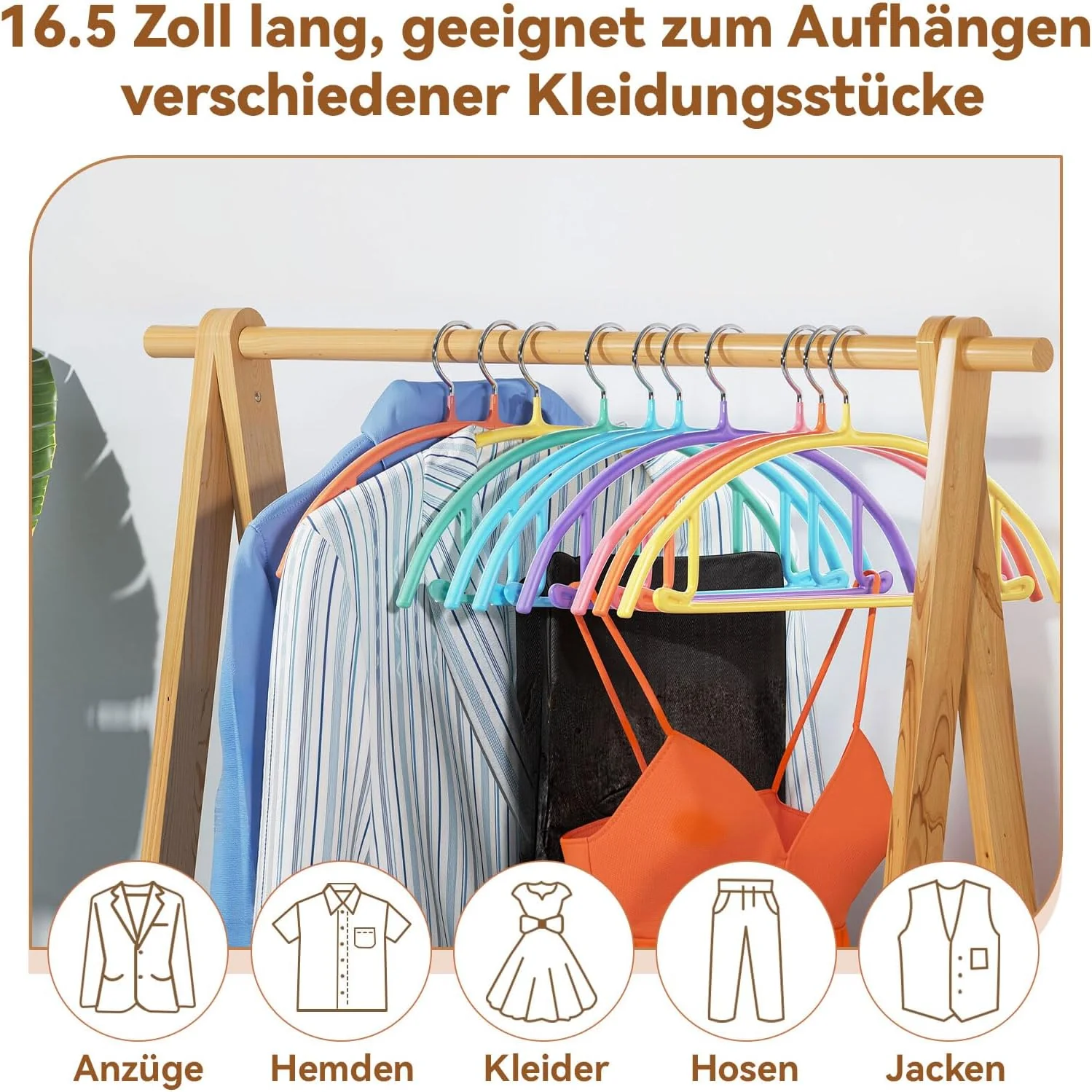 MOPUP Kleiderbügel, 14er-Pack, Pulloverbügel ohne Schulterwulst, 42 cm breite, robuste Kleiderbügel - Image 5