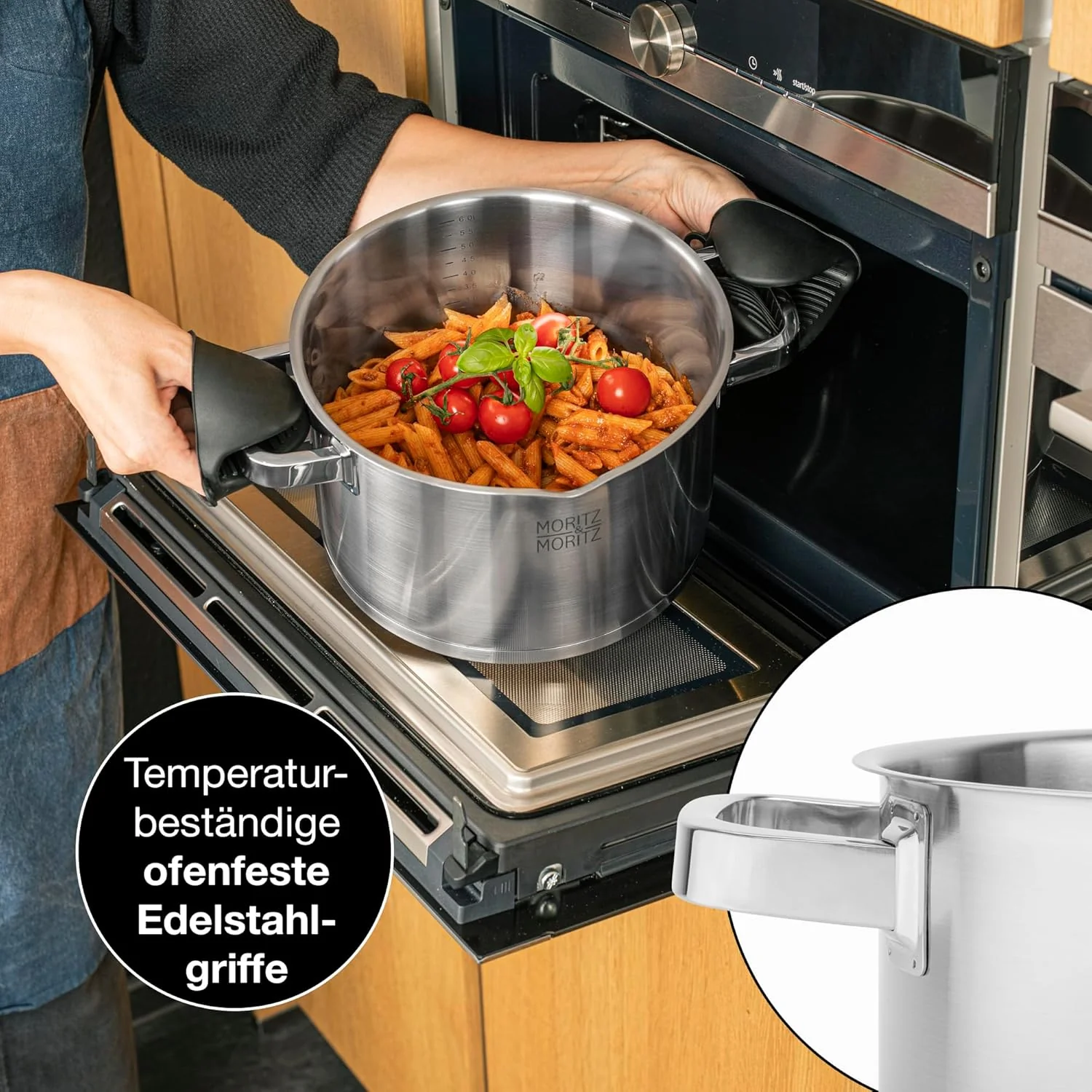 Moritz & Moritz Edelstahl Kochtopf Induktion 24cm mit Sieb im Deckel - Für alle Herdarten geeignet - - Image 4