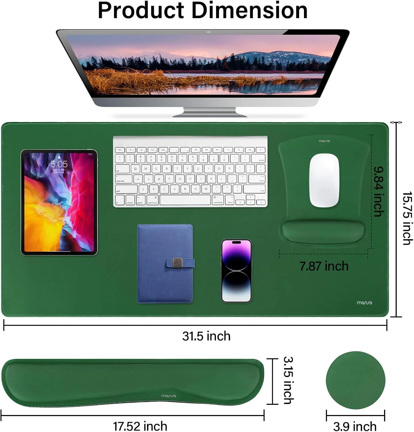 MOSISO Schreibunterlage Matte Tastatur Mauspad Set, 4-in-1 Ergonomisches Mousepad&Tastatur Handgelen - Image 2