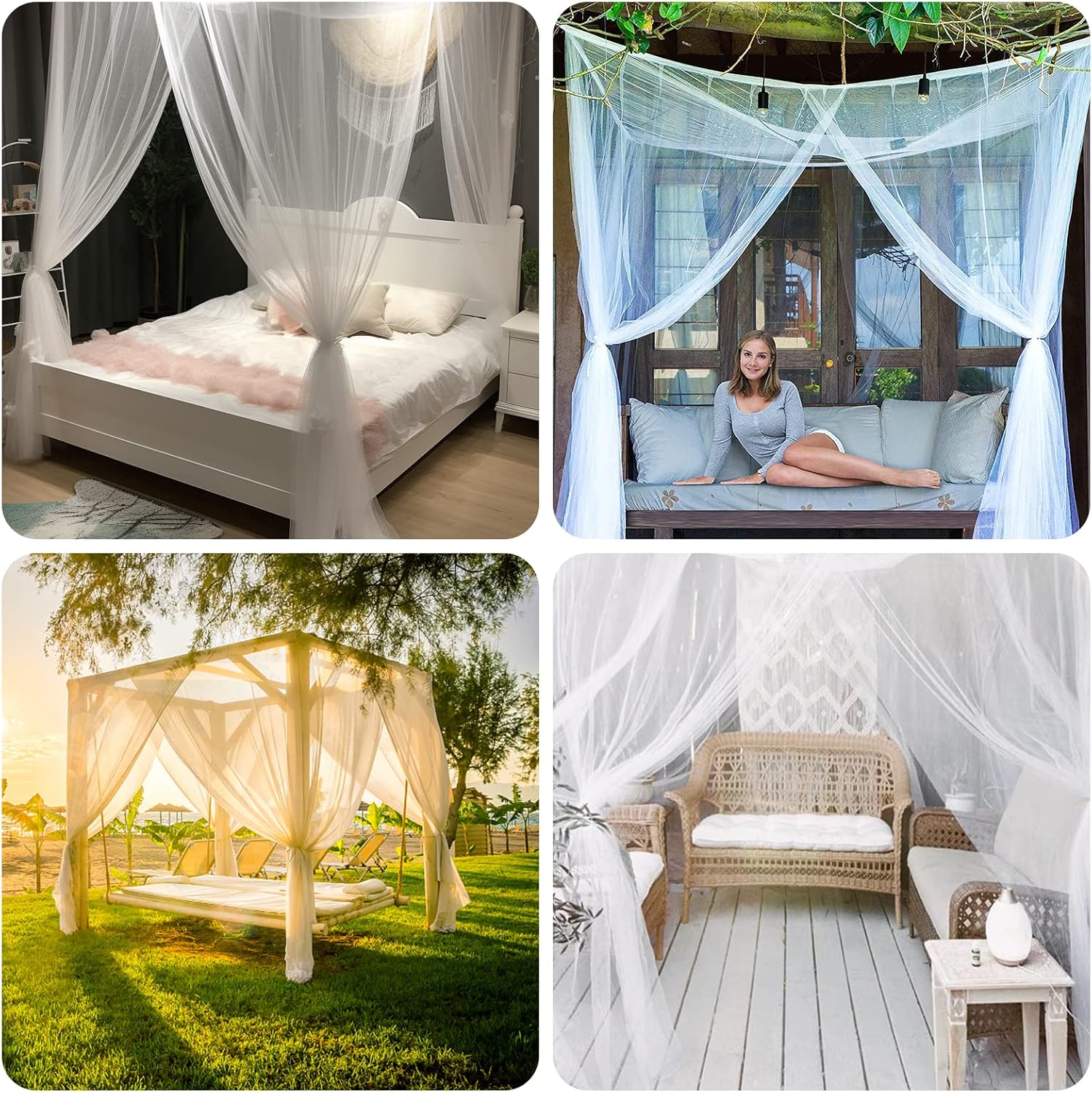 Moskitonetz, Moskitonetz Doppelbett mit 4 Ecke, Grosses Mückennetz für Bett, Einzelbett und Doppelbe - Image 3