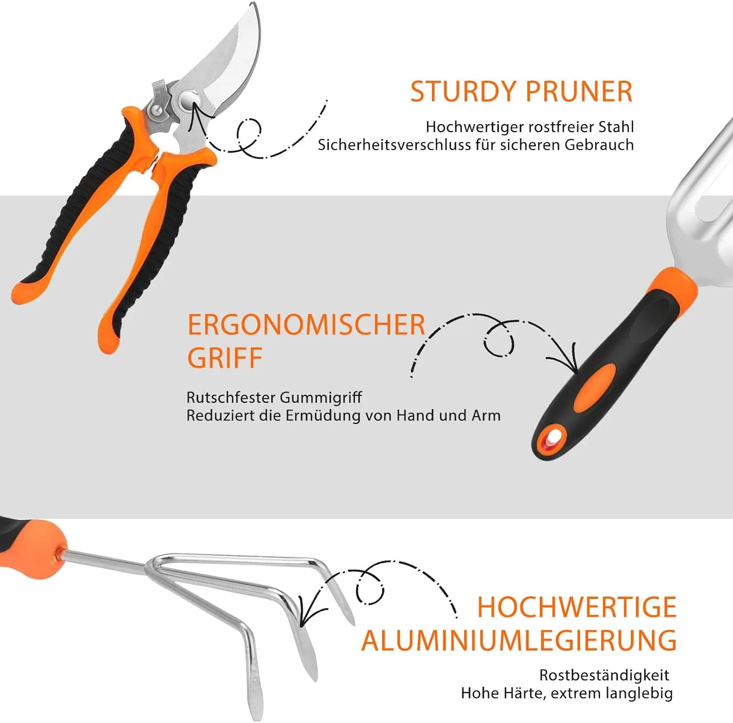 MQHUAYU Gartenwerkzeug Set, 10 Stück Heavy Duty Gartengeräte Set, Gartenset Werkzeug für Gartenarbei - Image 3