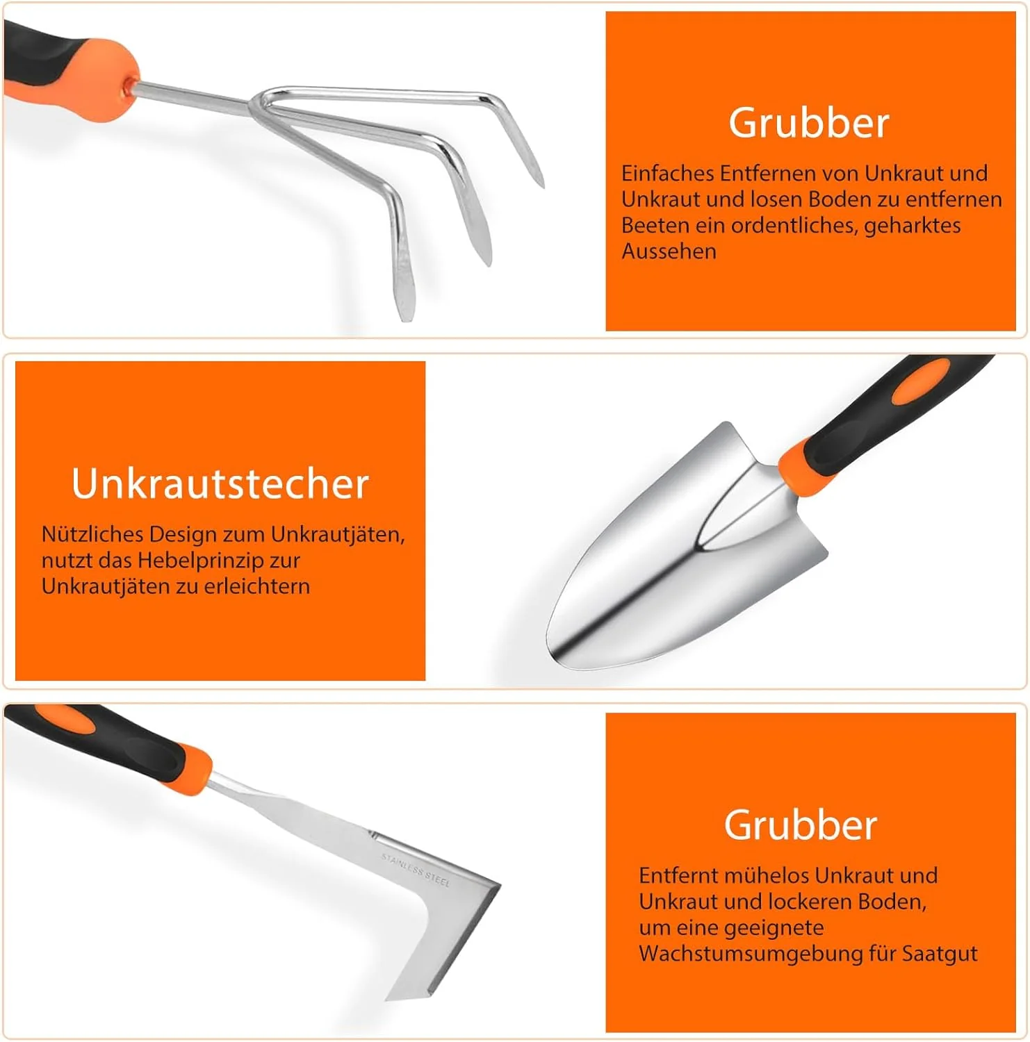MQHUAYU Gartenwerkzeug Set, 10 Stück Heavy Duty Gartengeräte Set, Gartenset Werkzeug für Gartenarbei - Image 5