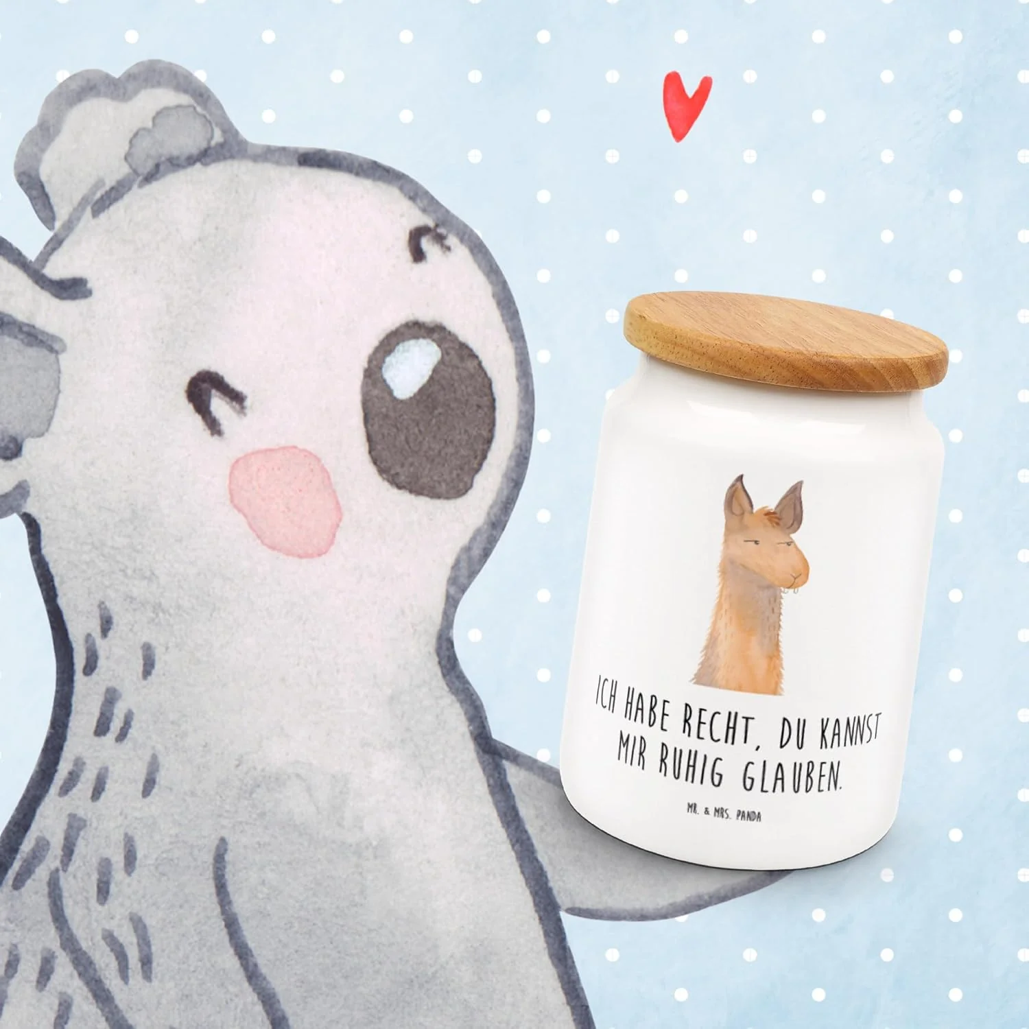 Mr. & Mrs. Panda Teedose Lamakopf Genervt - Geschenk, zuckerdose, Kaffeedose, Beste Freundin, Keksdo - Image 2