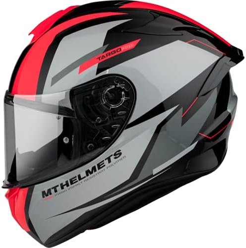 MT Helmets - FF106 Targo Pro Sound Integralhelm, A5 Grau / Rot XS - Image 2
