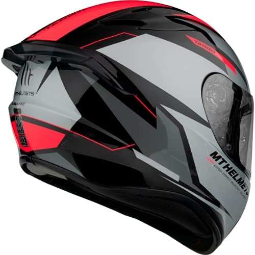 MT Helmets - FF106 Targo Pro Sound Integralhelm, A5 Grau / Rot XS - Image 3