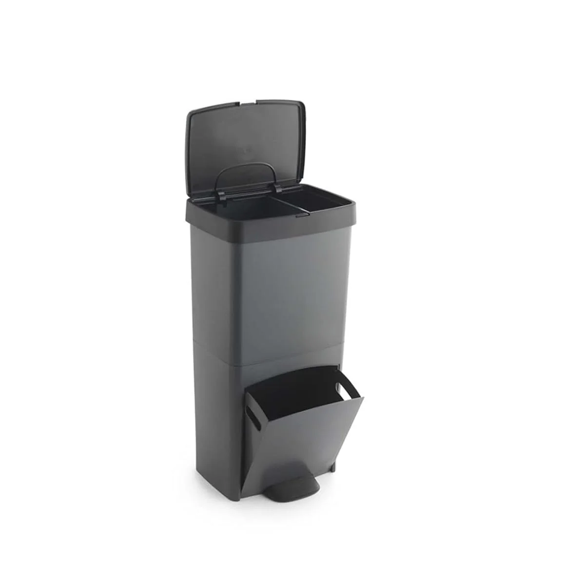 Müll- oder Recyclingbehälter 70L, VERTIKAL, 2 Fächer, Abfallbehälter, 76 cm, einfache Handhabung